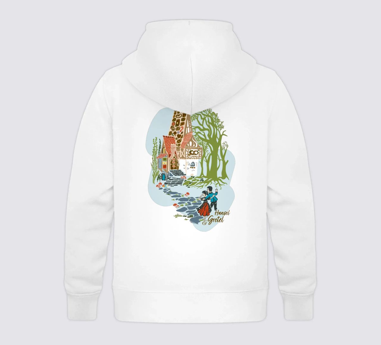 Sprookjesscène uit "Hans en Grietje kinder hoodie van DYDesign