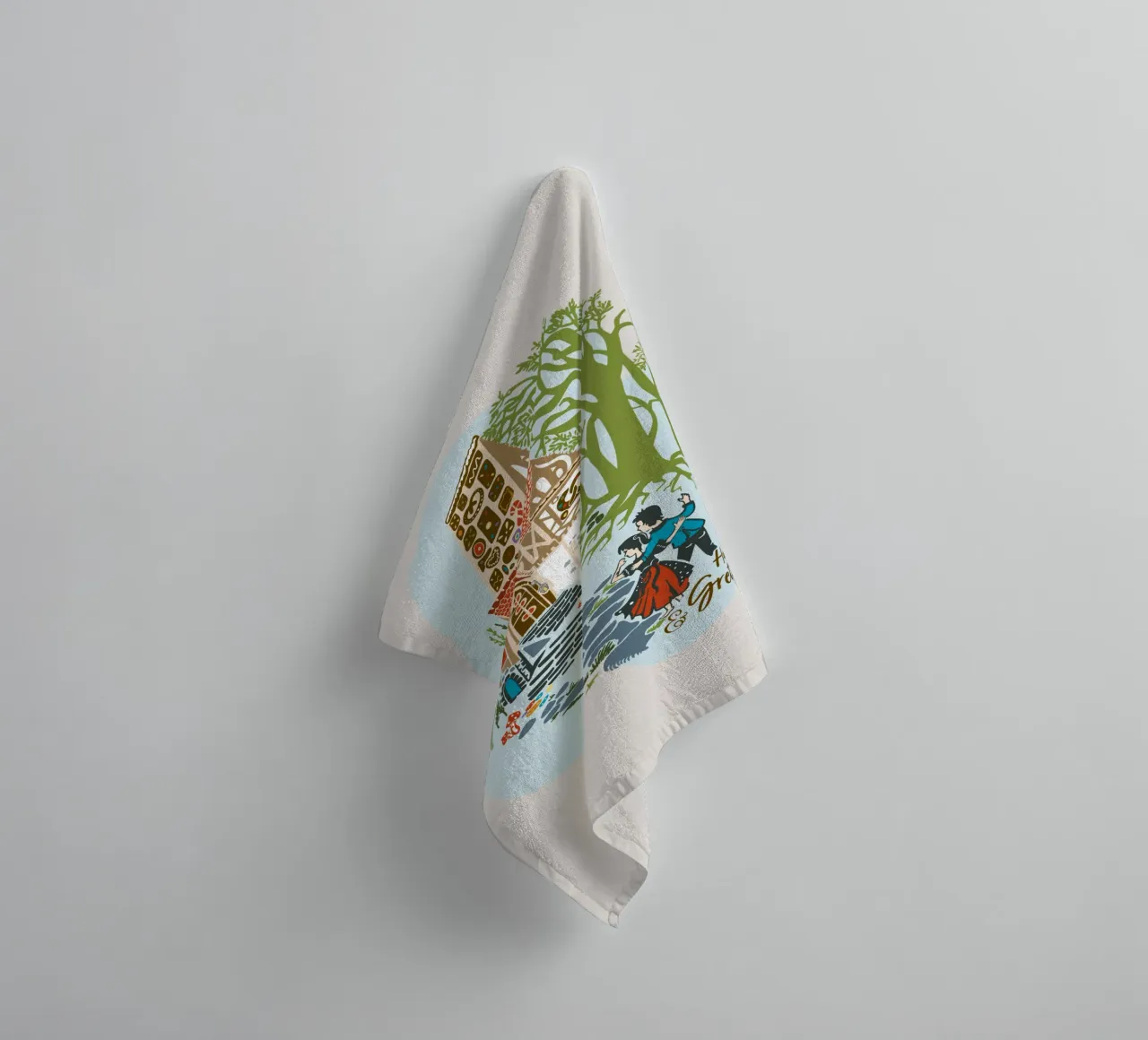 Fairytale scene from "Hansel and Gretel towel by DYDesign