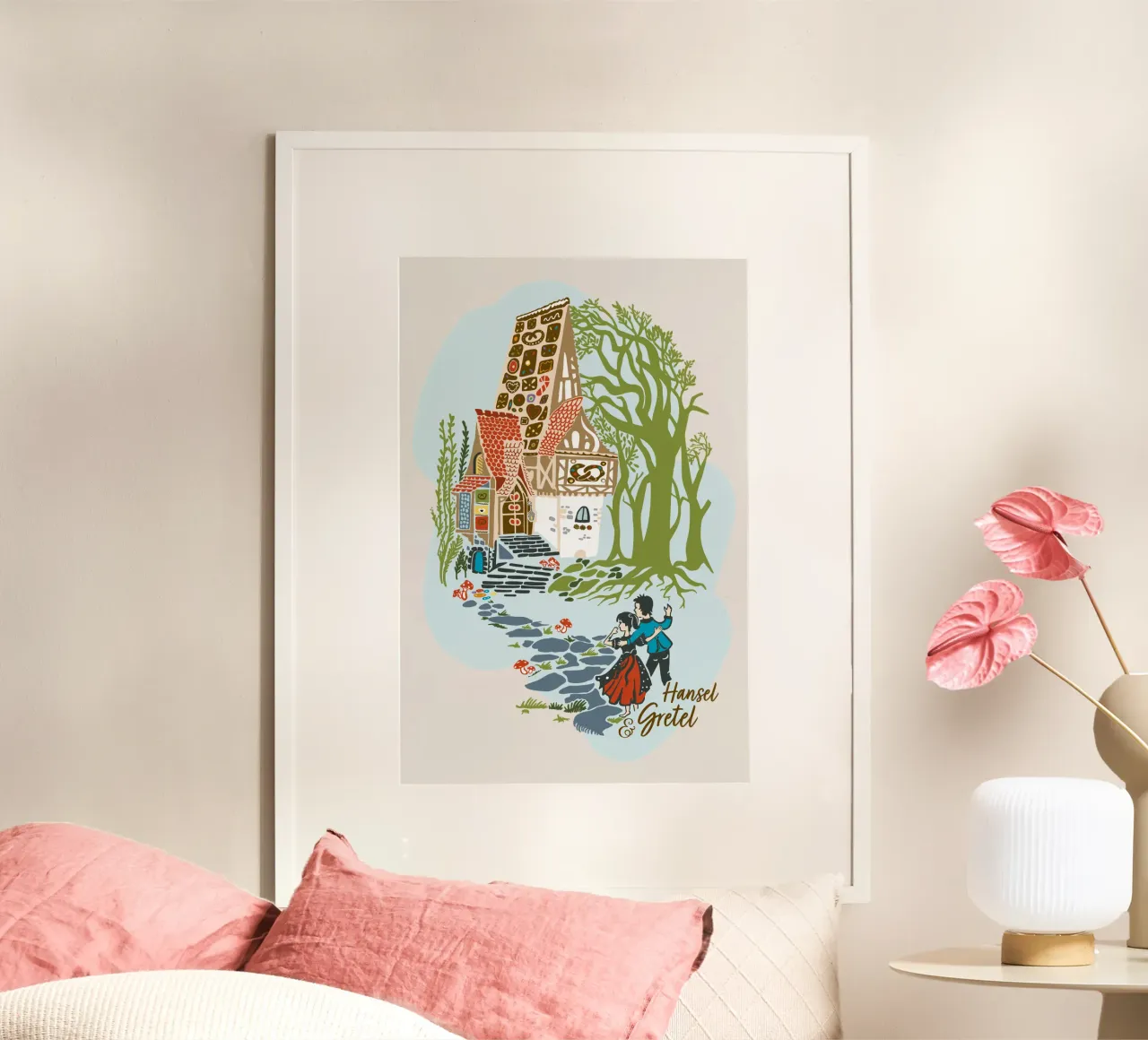 Scena di fiaba da "Hansel e Gretel poster con telaio in alluminio da DYDesign