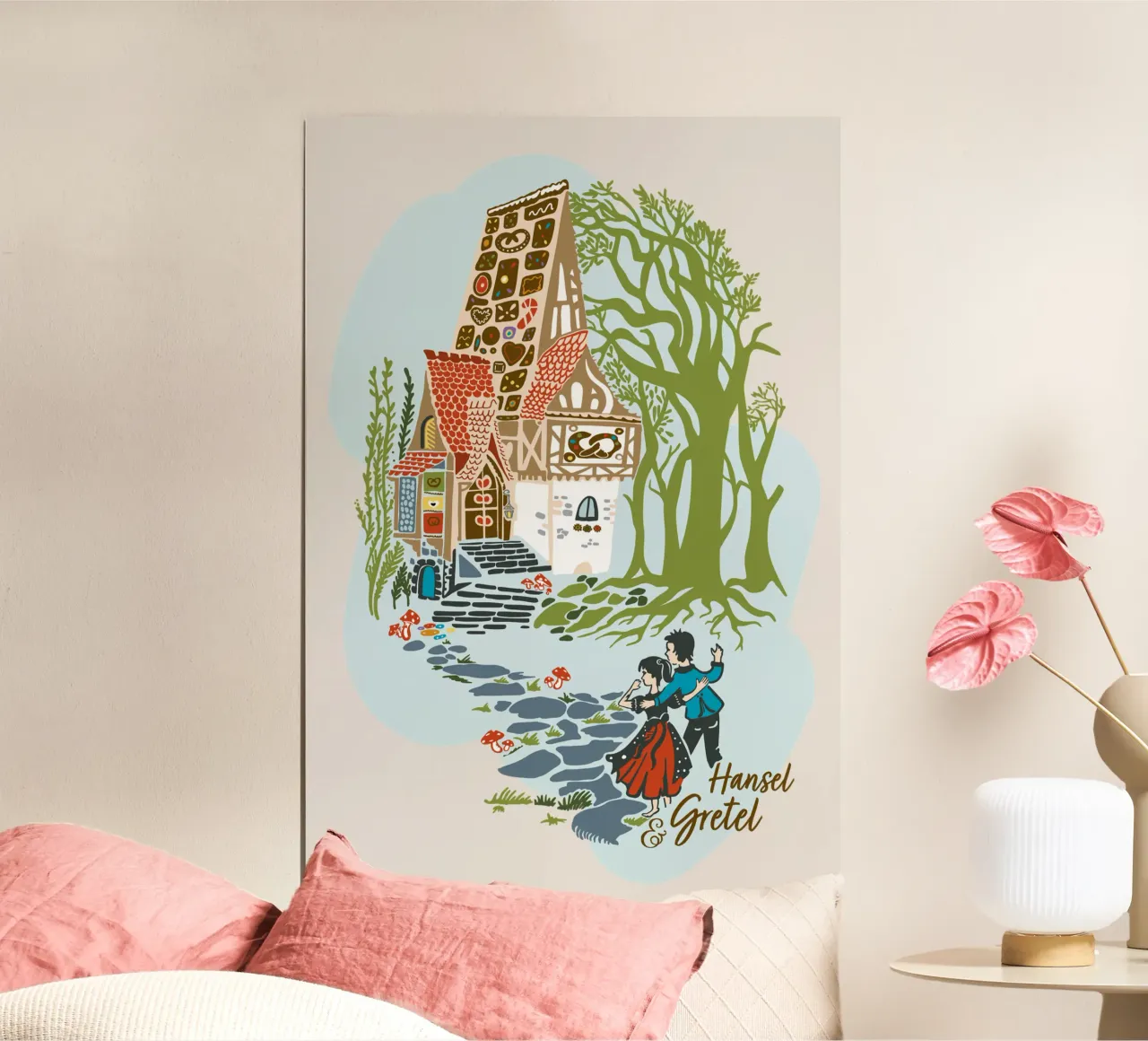 Scena di fiaba da "Hansel e Gretel poster con telaio in alluminio da DYDesign
