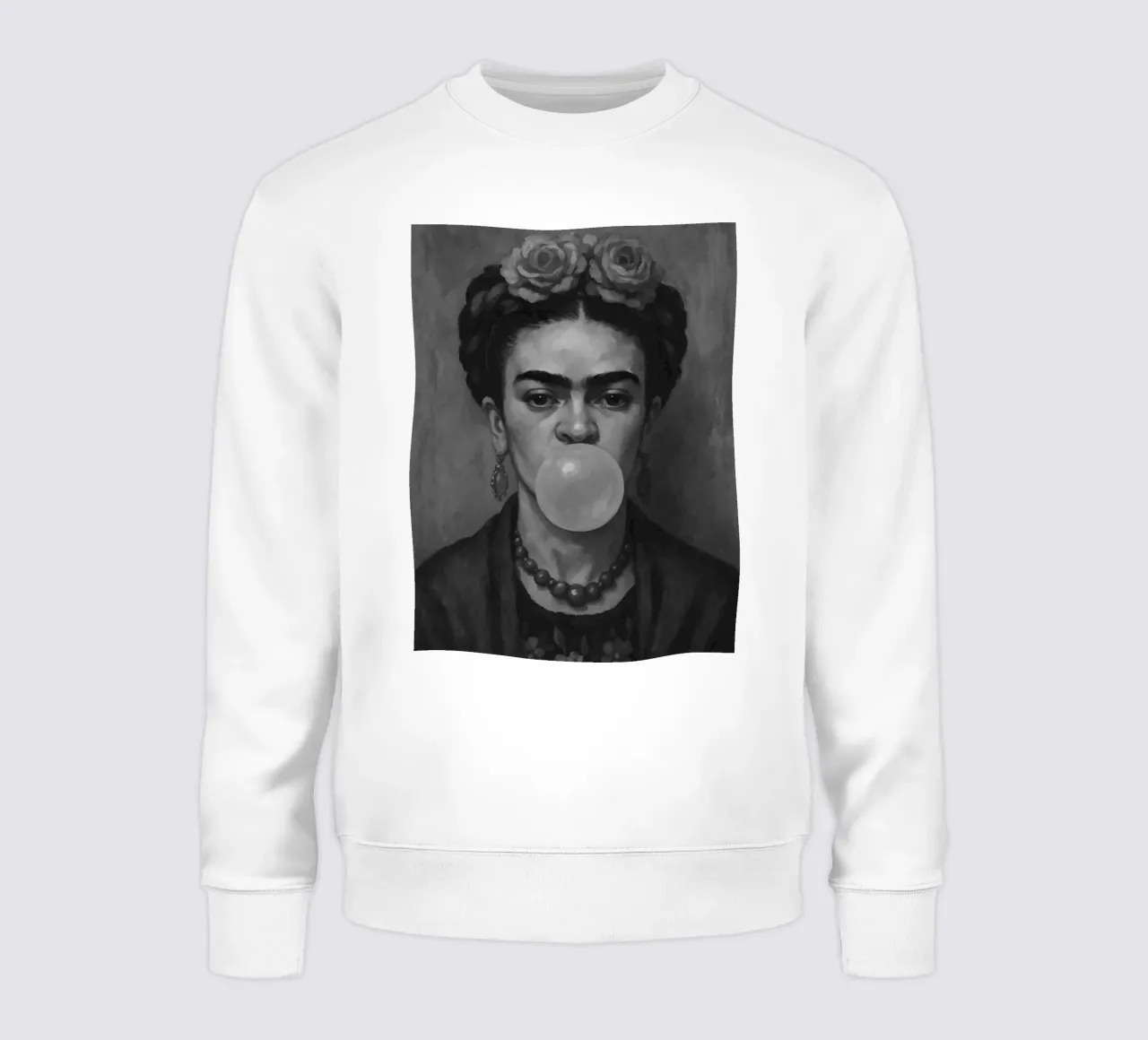 Frida Kahlo Bubble Gum in bianco e nero felpa da ARTOMATIC