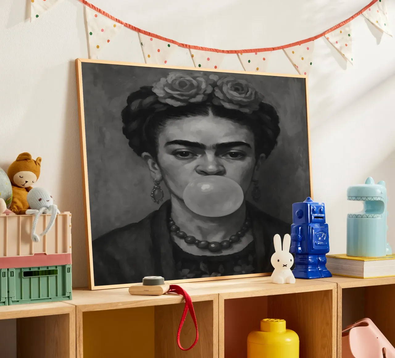 Frida Kahlo Bubble Gum in bianco e nero poster da ARTOMATIC