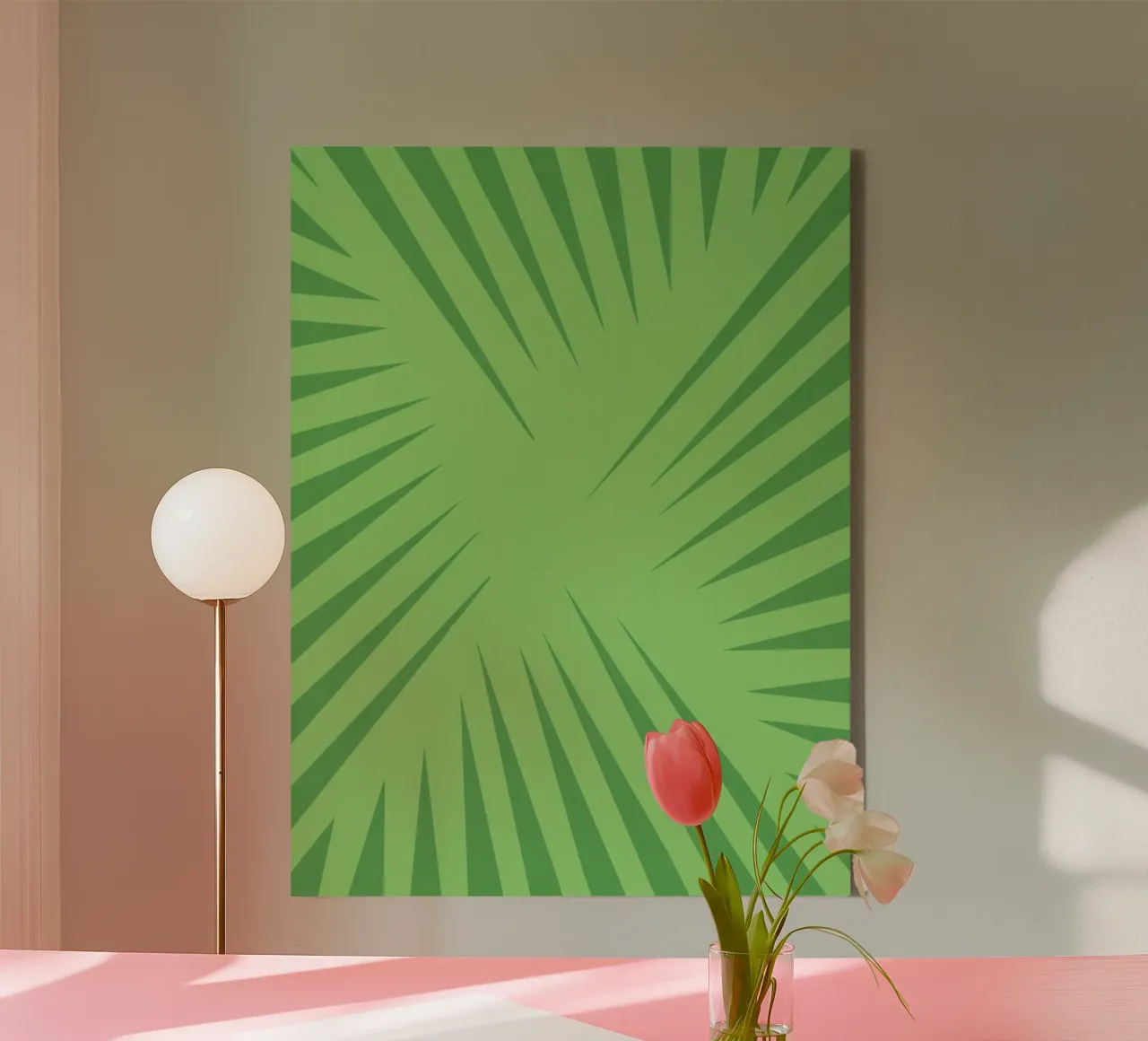 Palm leaf pattern canvas with Floater frame by Little Dean