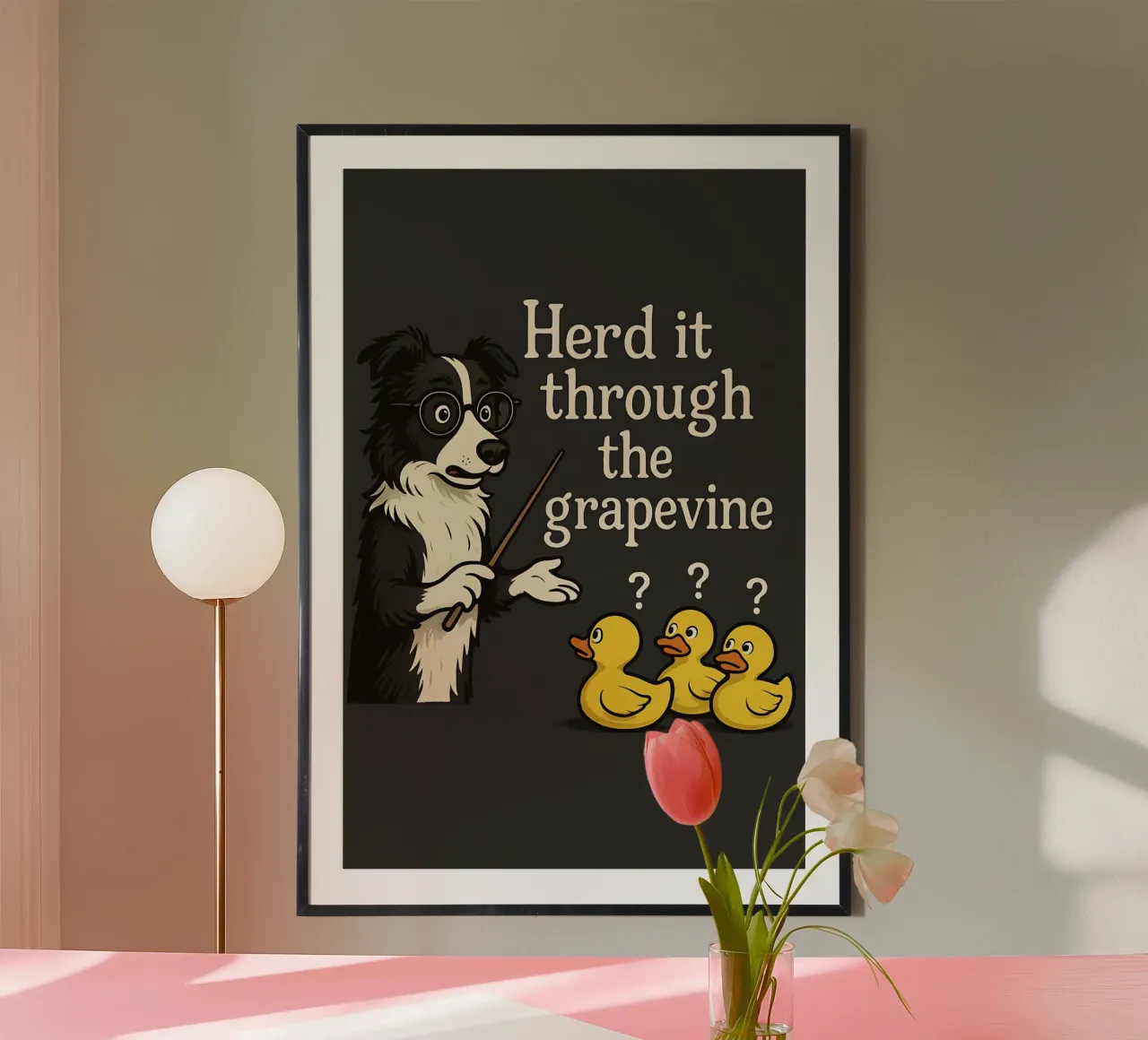 Meme divertente sul Border Collie poster con telaio in alluminio da Funny Humor Art