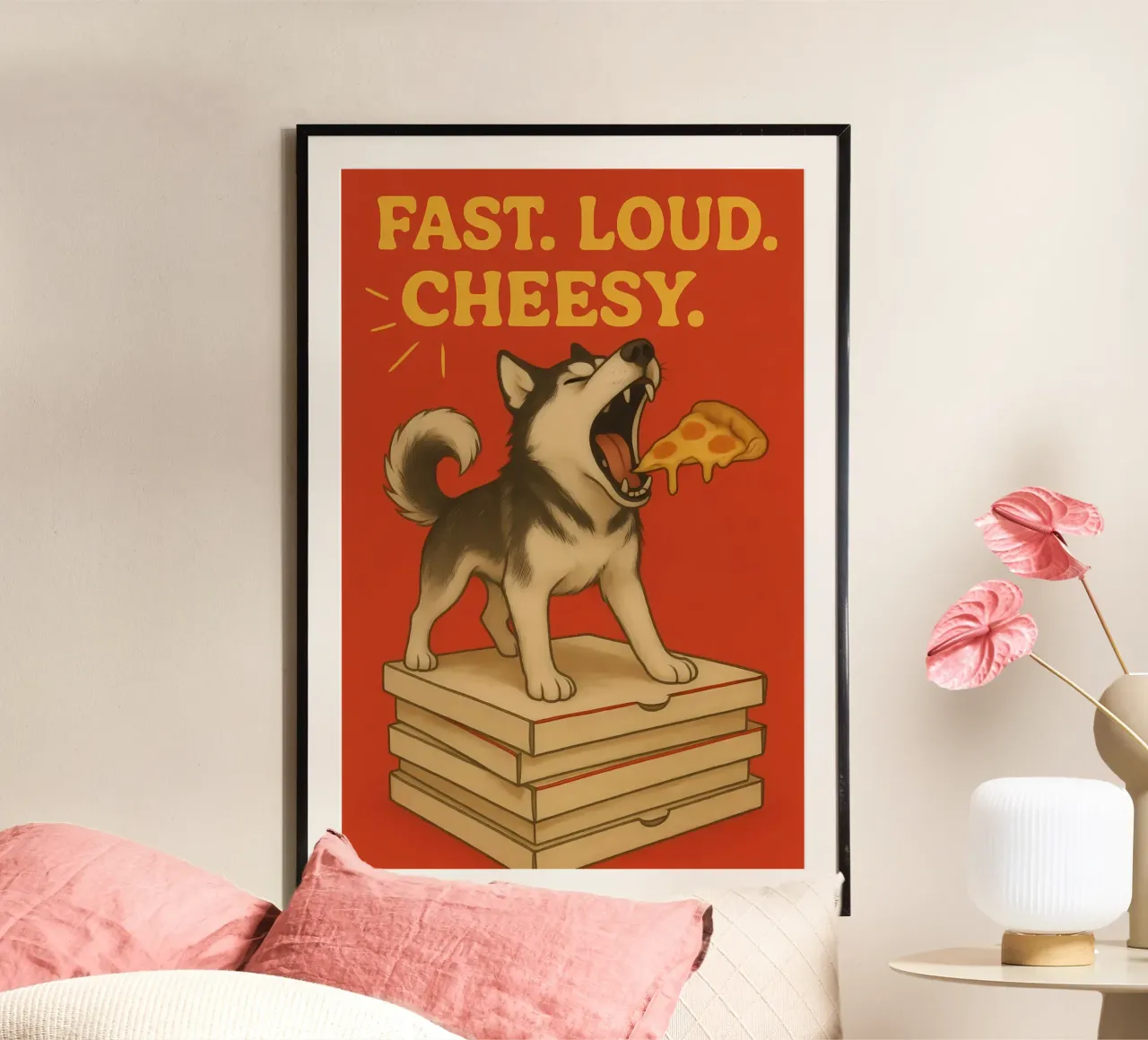 Divertente meme sui Siberian Husky poster con telaio in plastica da Funny Humor Art