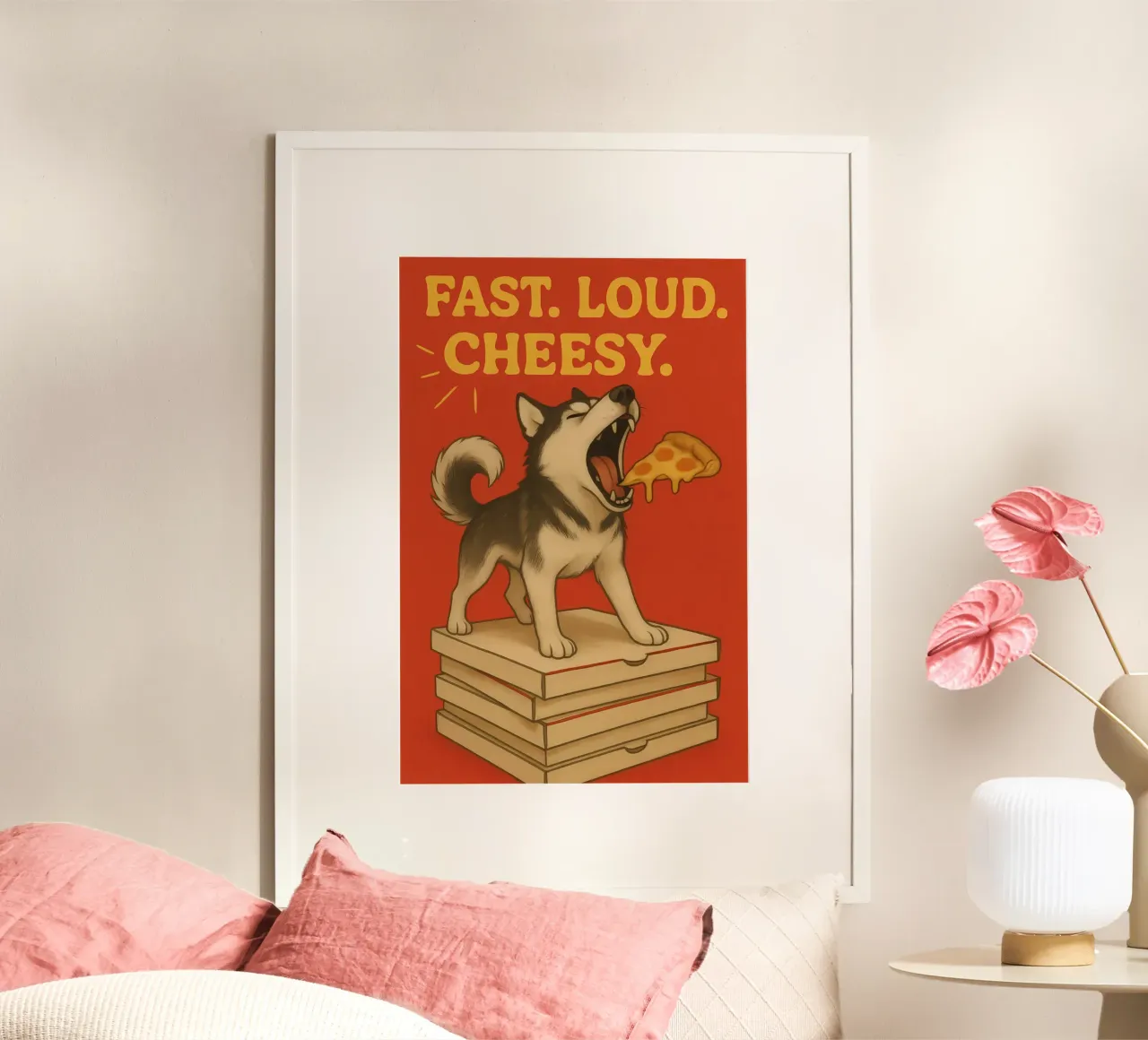 Divertente meme sui Siberian Husky poster con telaio in plastica da Funny Humor Art