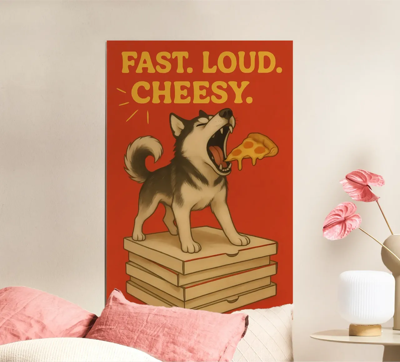 Divertente meme sui Siberian Husky poster con telaio in plastica da Funny Humor Art