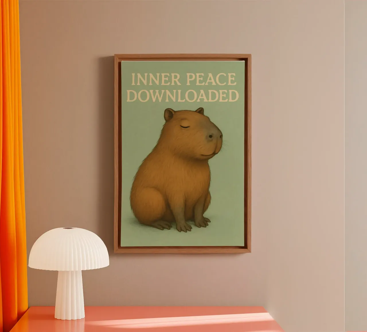 Funny Capybara Meme canvas with Floater frame by Funny Humor Art