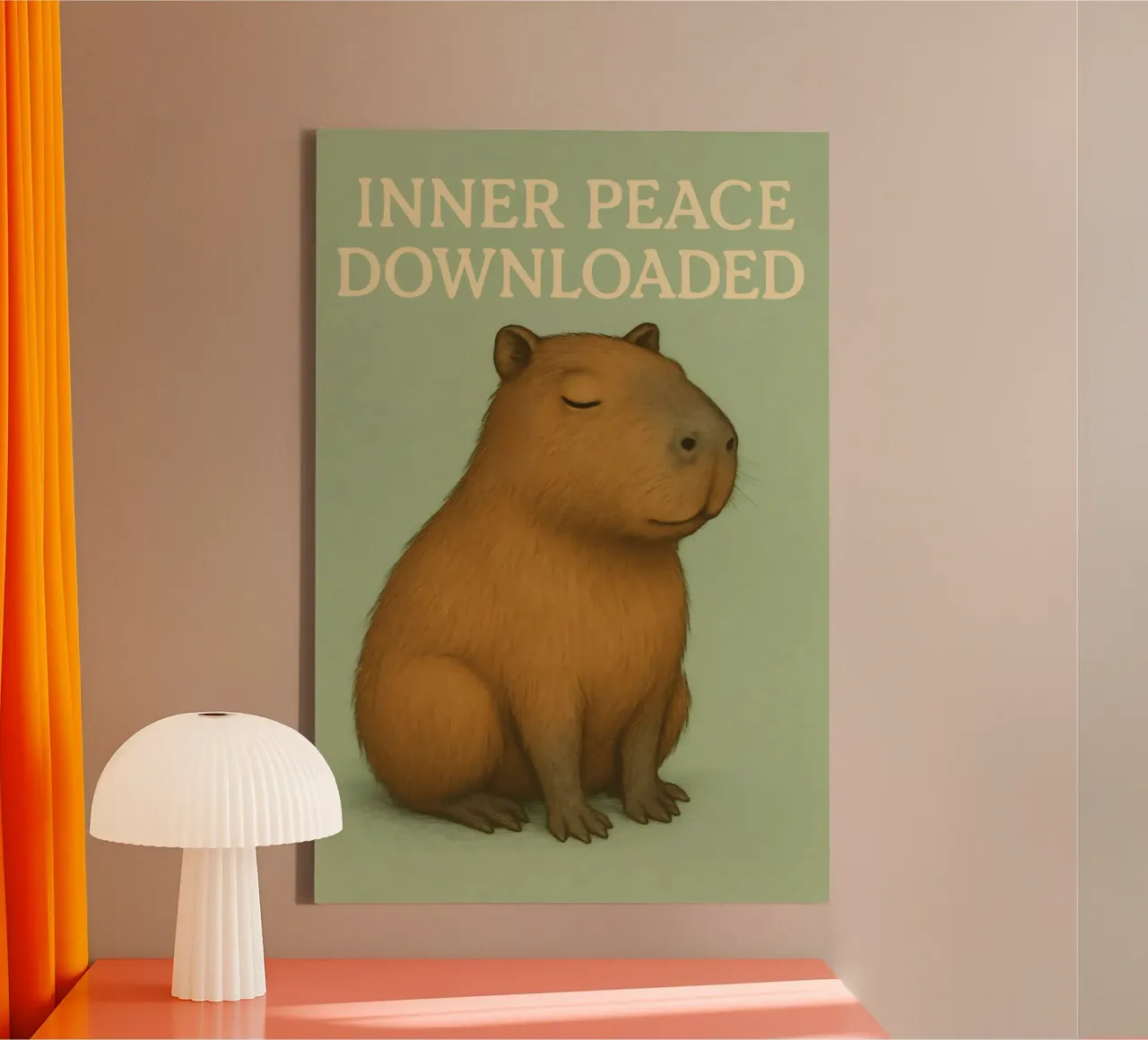 Funny Capybara Meme canvas with Floater frame by Funny Humor Art