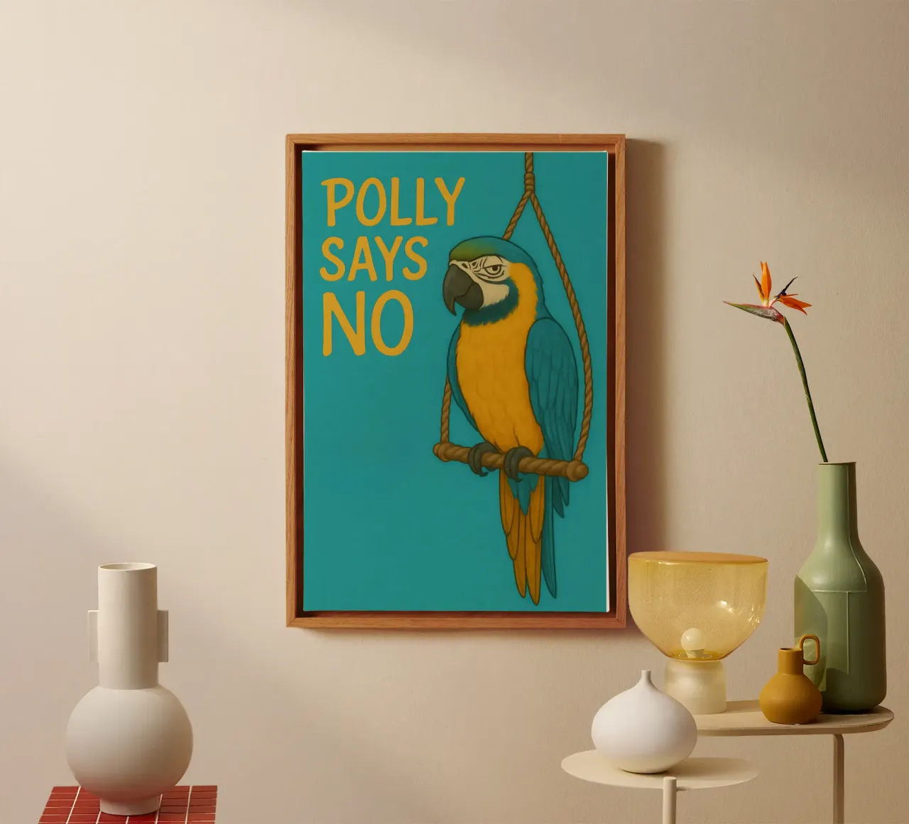 Divertente meme sull'ara blu e oro tela con Cornice a cassetta da Funny Humor Art