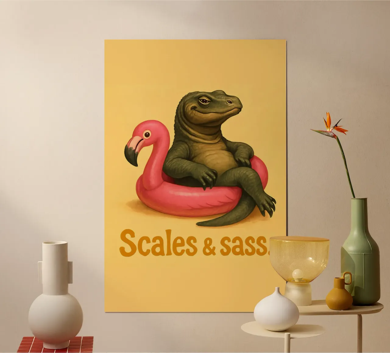 Funny Komodo Dragon Meme poster con telaio in plastica da Funny Humor Art