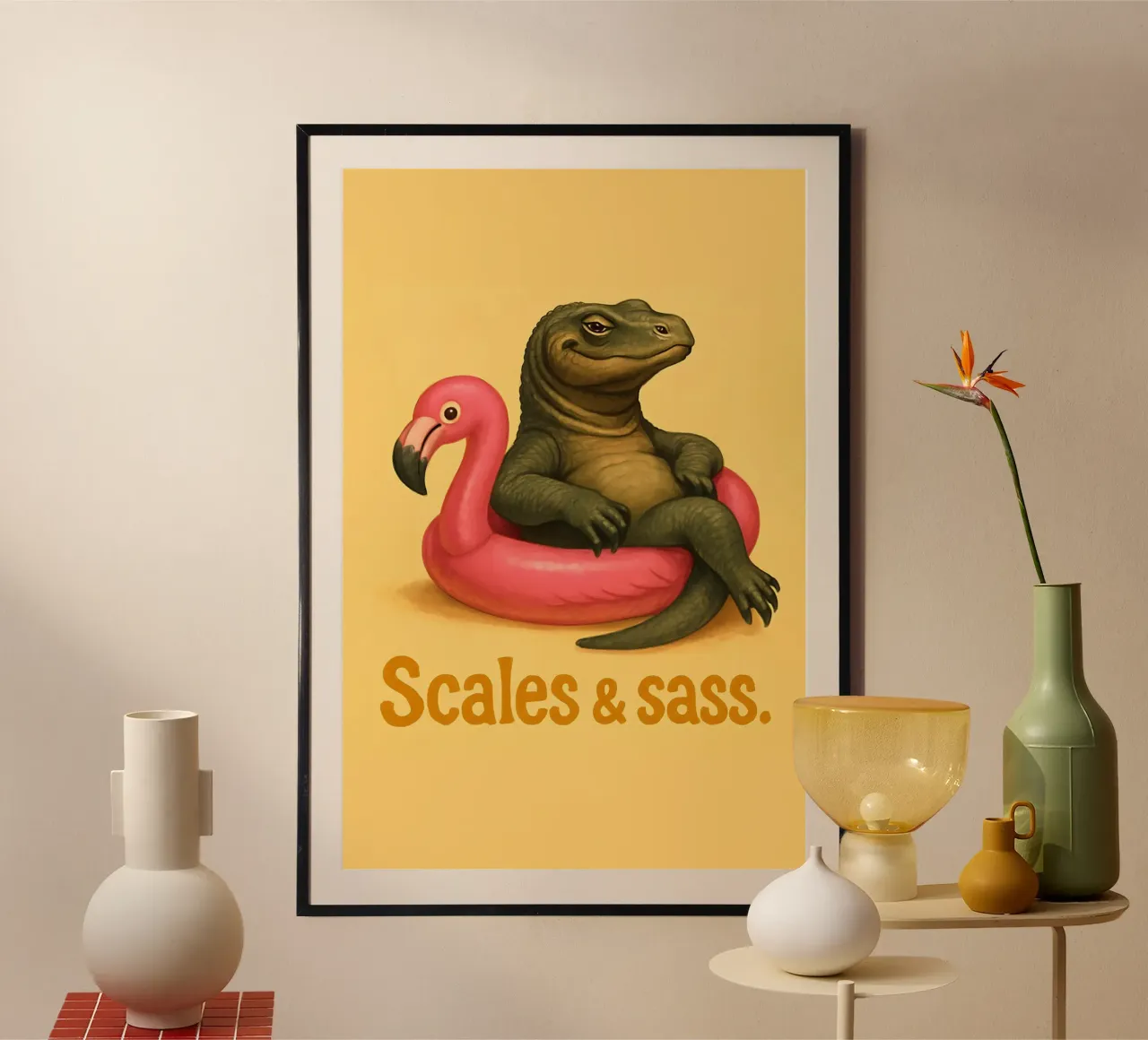 Funny Komodo Dragon Meme poster con telaio in plastica da Funny Humor Art