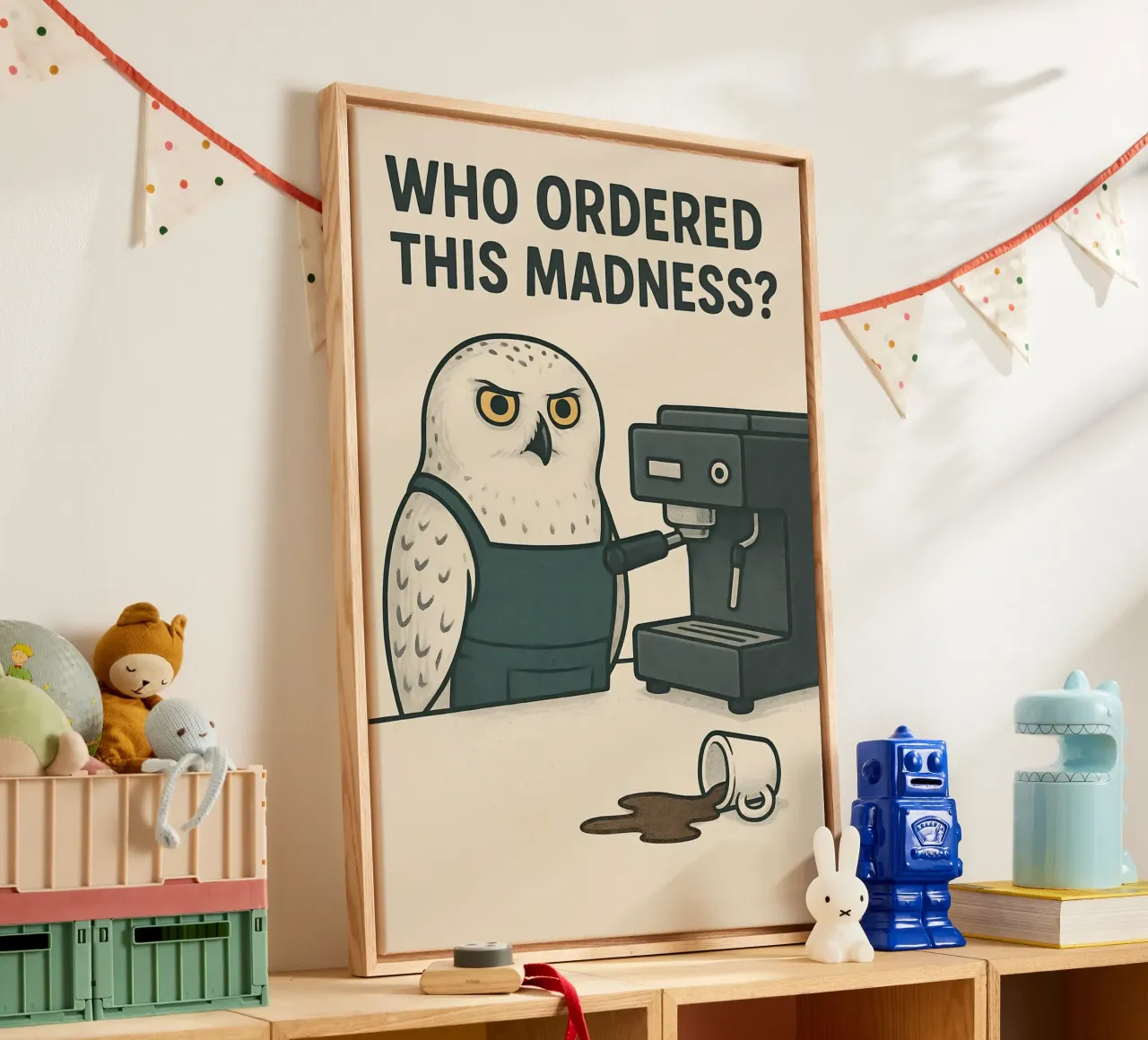 Grappige Sneeuwuil Meme canvas met Baklijst van Funny Humor Art