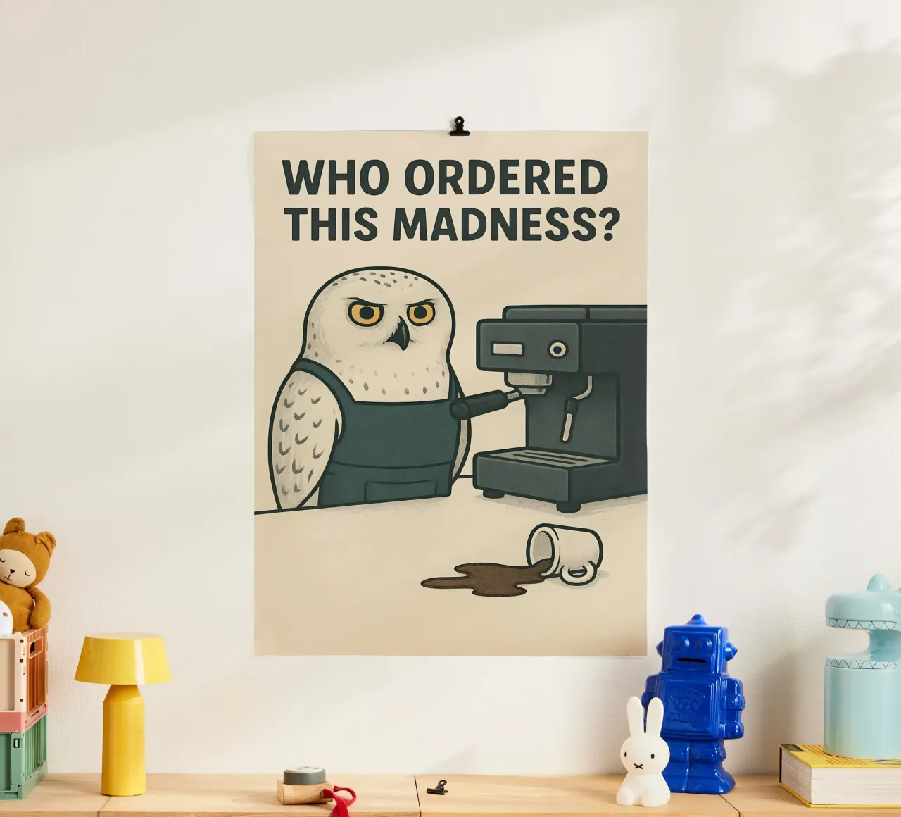 Meme divertente del gufo delle nevi poster da Funny Humor Art