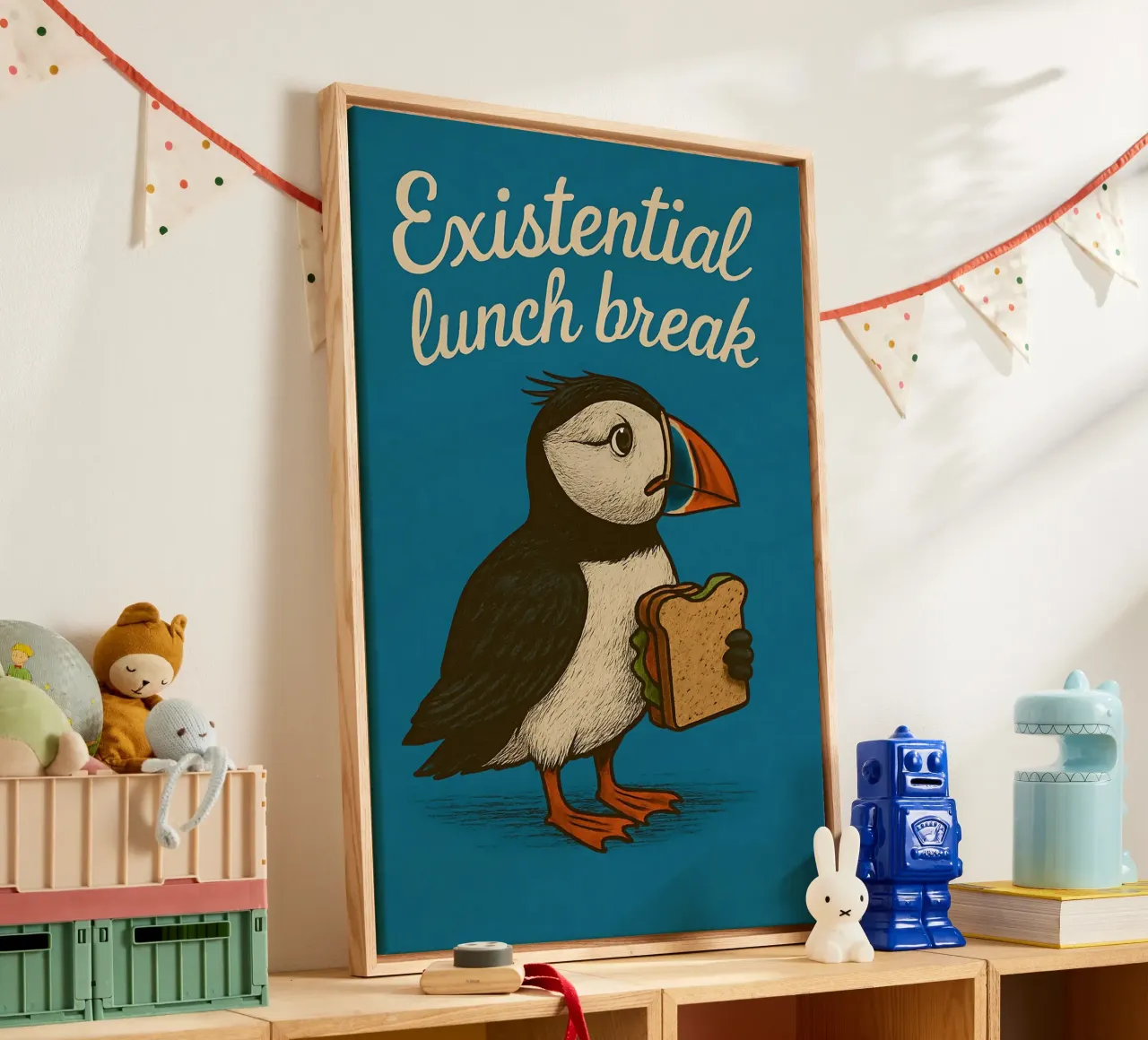Funny Puffin Meme tela con Cornice a cassetta da Funny Humor Art
