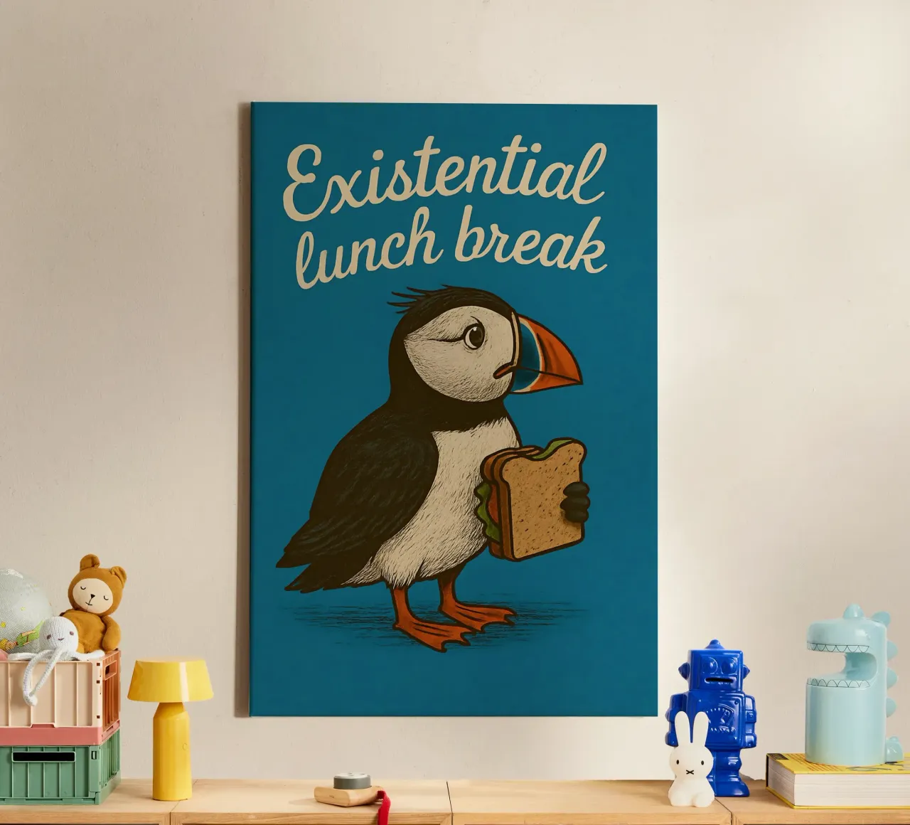 Funny Puffin Meme tela con Cornice a cassetta da Funny Humor Art