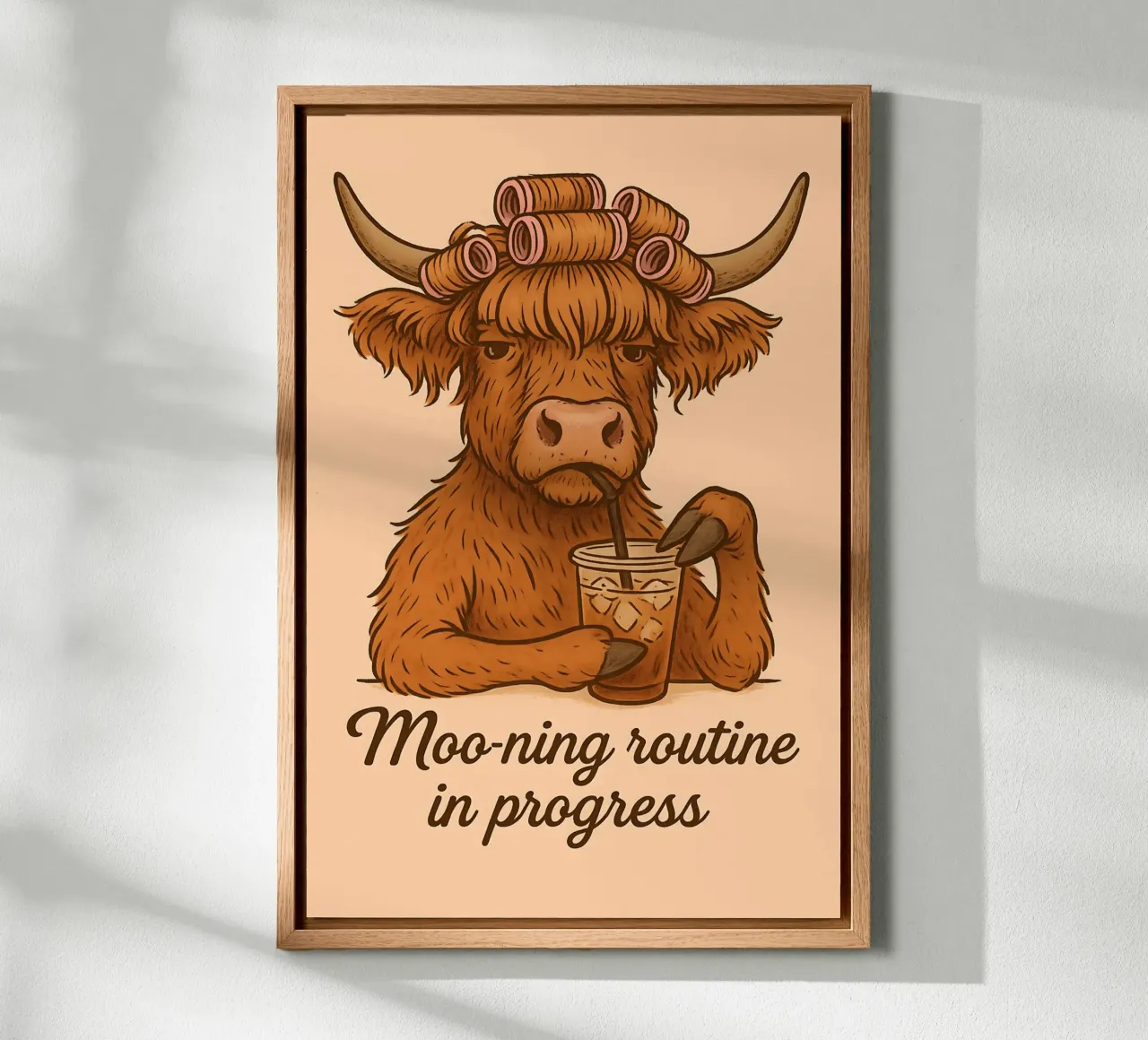 Meme divertente sulle mucche Highland tela con Cornice a cassetta da Funny Humor Art