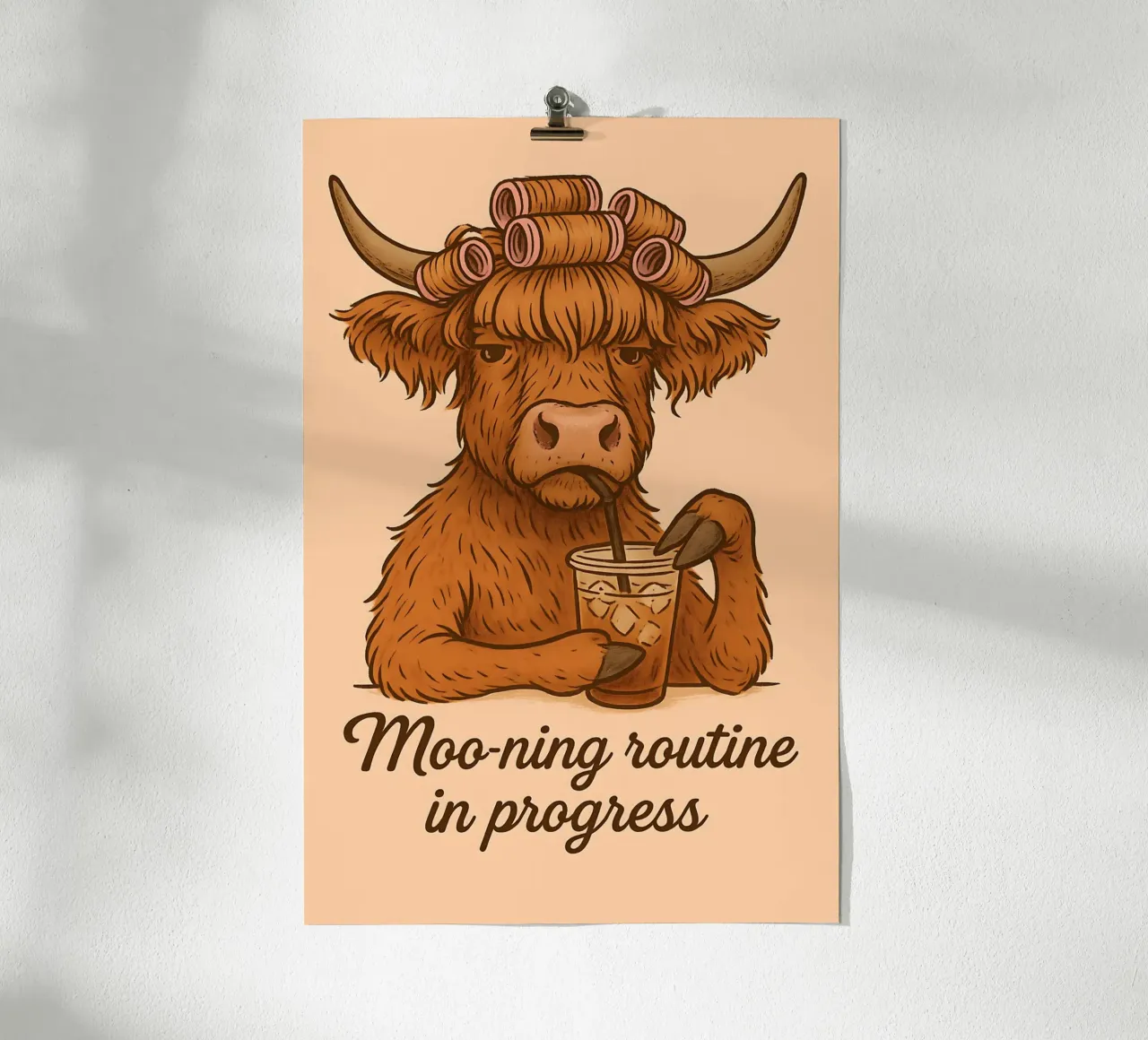 Meme divertente sulle mucche Highland poster con telaio in plastica da Funny Humor Art
