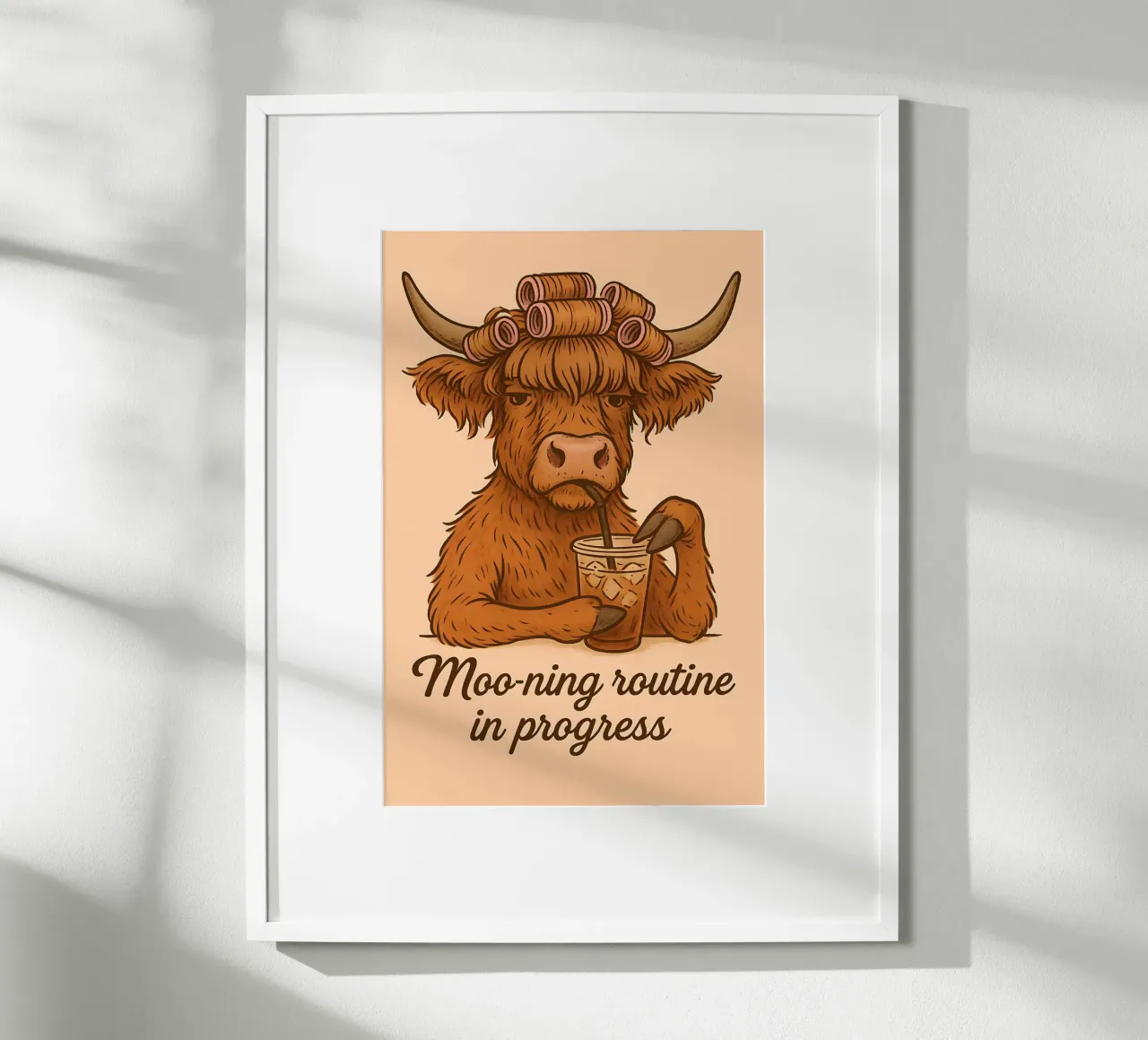 Meme divertente sulle mucche Highland poster con telaio in plastica da Funny Humor Art
