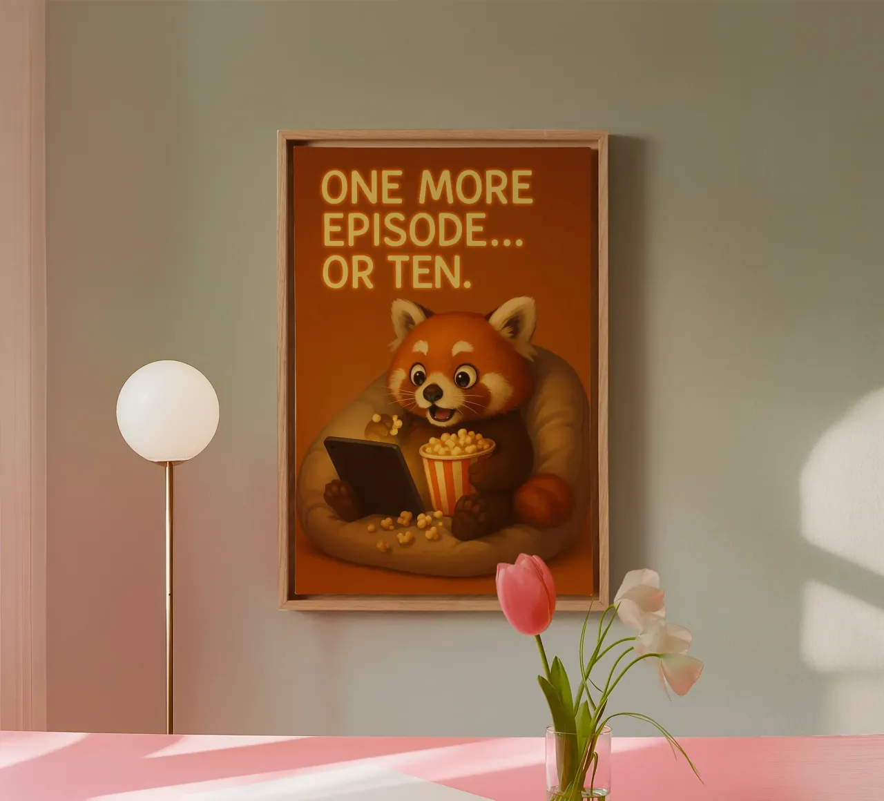 Funny Red Panda Meme canvas with Floater frame by Funny Humor Art