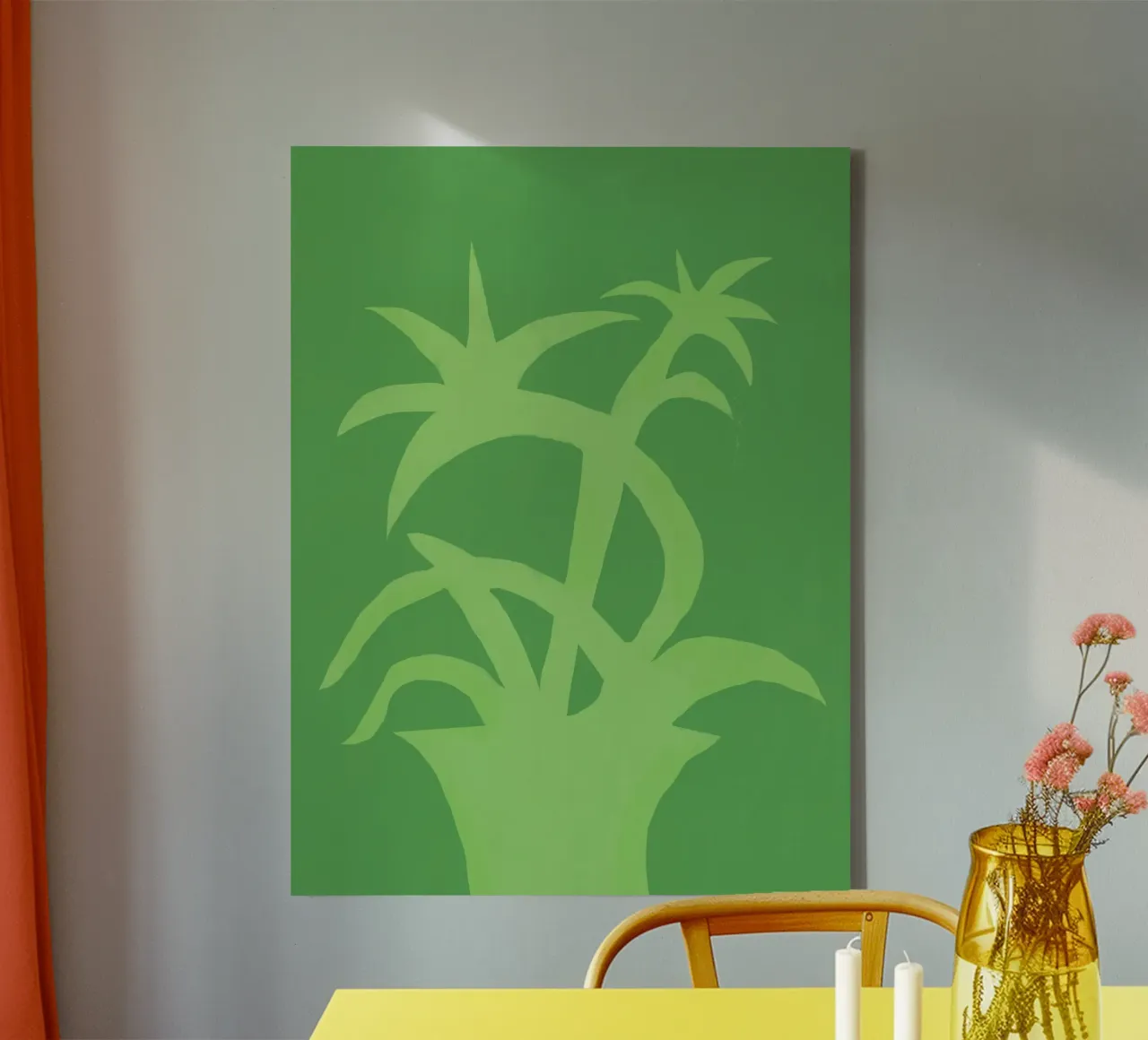Green plant silhouette canvas by Little Dean