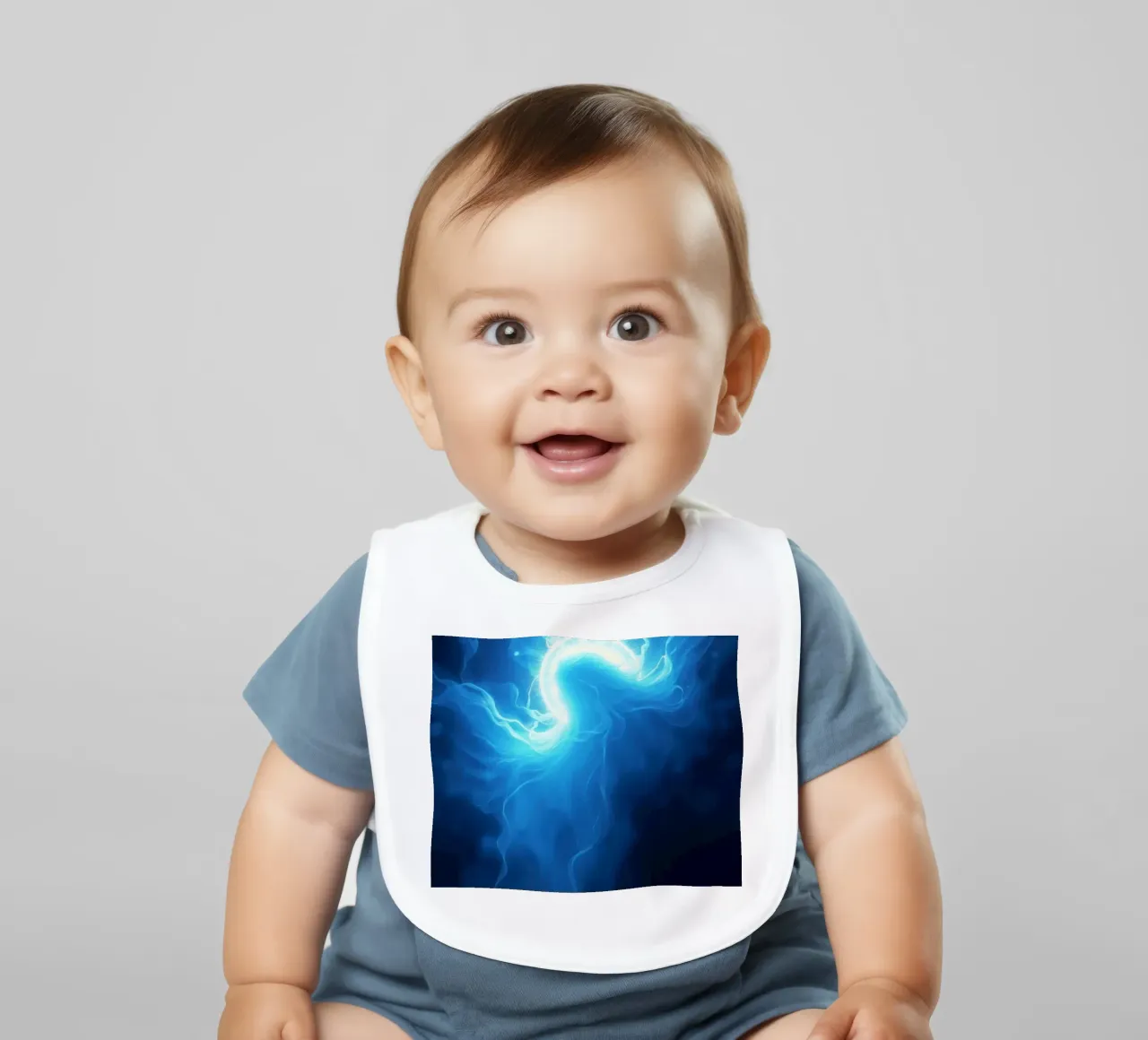 Wervelend blauw licht dat een etherisch effect creëert baby slabbetje van DesignDoodle