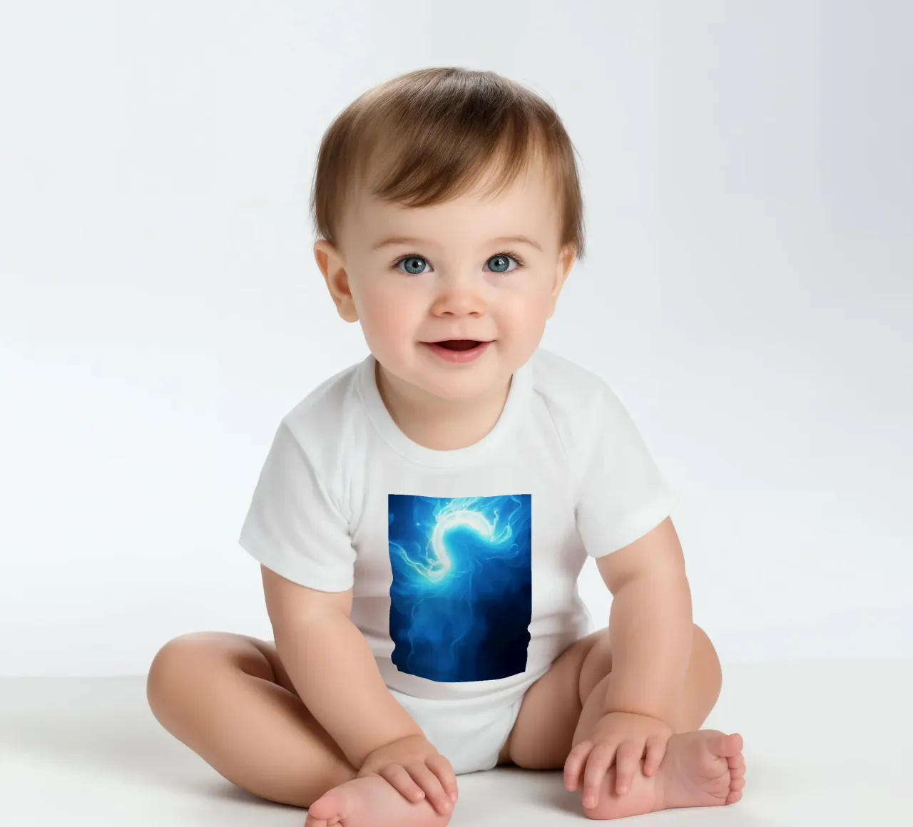 Wervelend blauw licht dat een etherisch effect creëert babyrompertje korte mouwen van DesignDoodle