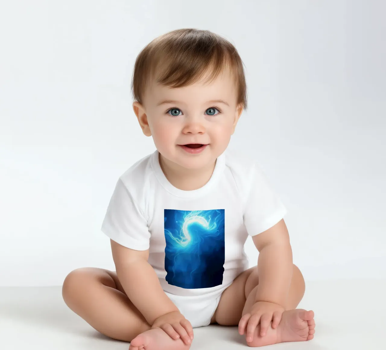 Luce blu vorticosa che crea un effetto etereo body neonato maniche corte da DesignDoodle