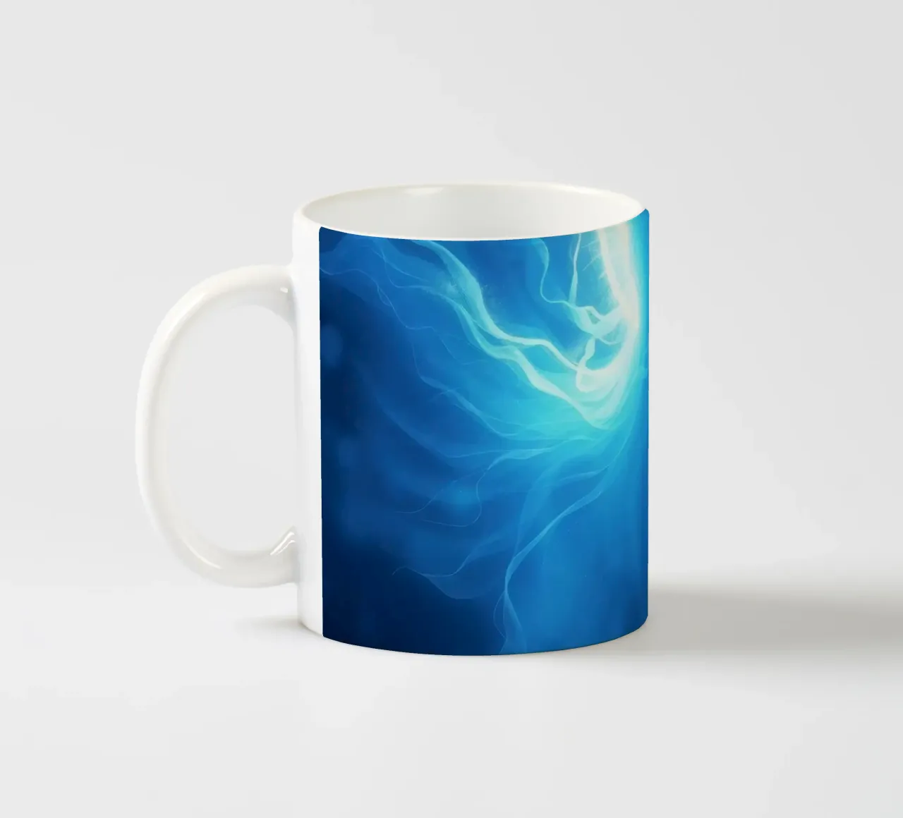 Wervelend blauw licht dat een etherisch effect creëert keramische mok van DesignDoodle