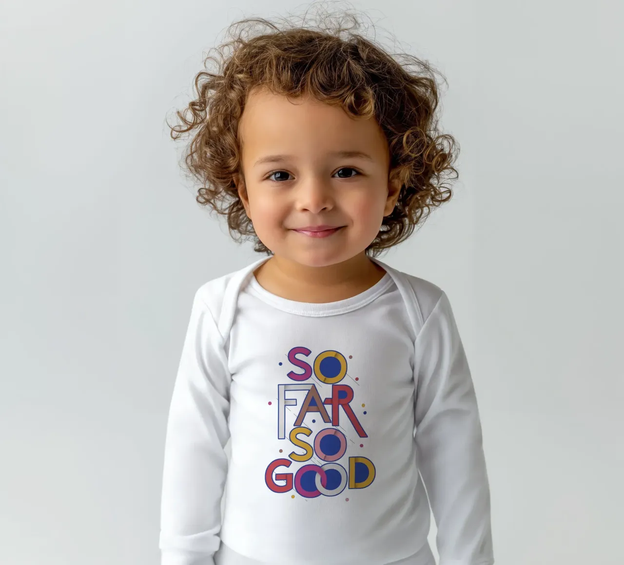 So Far So Good – Vibrant Quote Poster long-sleeve baby romper by showmemars