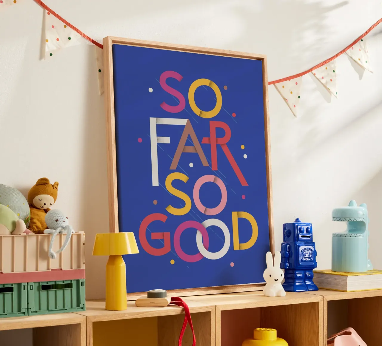 So Far So Good – Vibrant Quote Poster canvas by showmemars