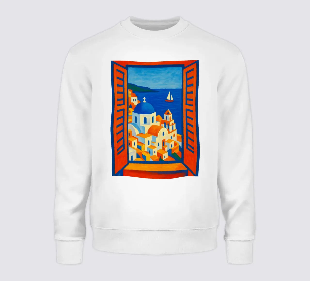 SANTORINI GRECE VUE DE LA FENETRE OUVERTE - STYLE MATISSE sweat de ARTOMATIC