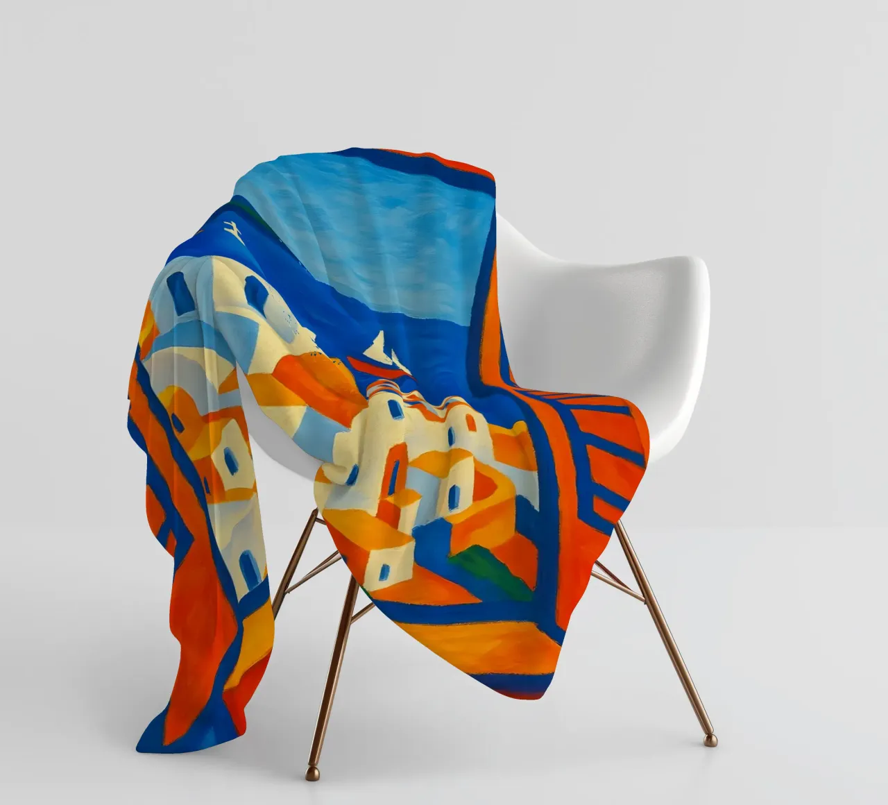 SANTORINI GREECE OPEN WINDOW VIEW - MATISSE STYLE fleece blanket by ARTOMATIC