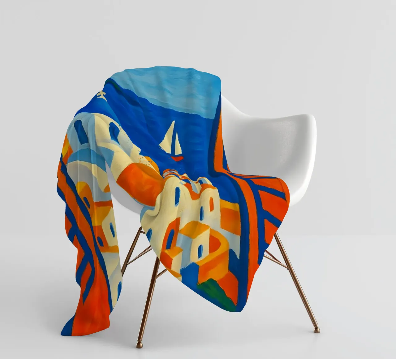SANTORINI GREECE OPEN WINDOW VIEW - MATISSE STYLE fleece blanket by ARTOMATIC