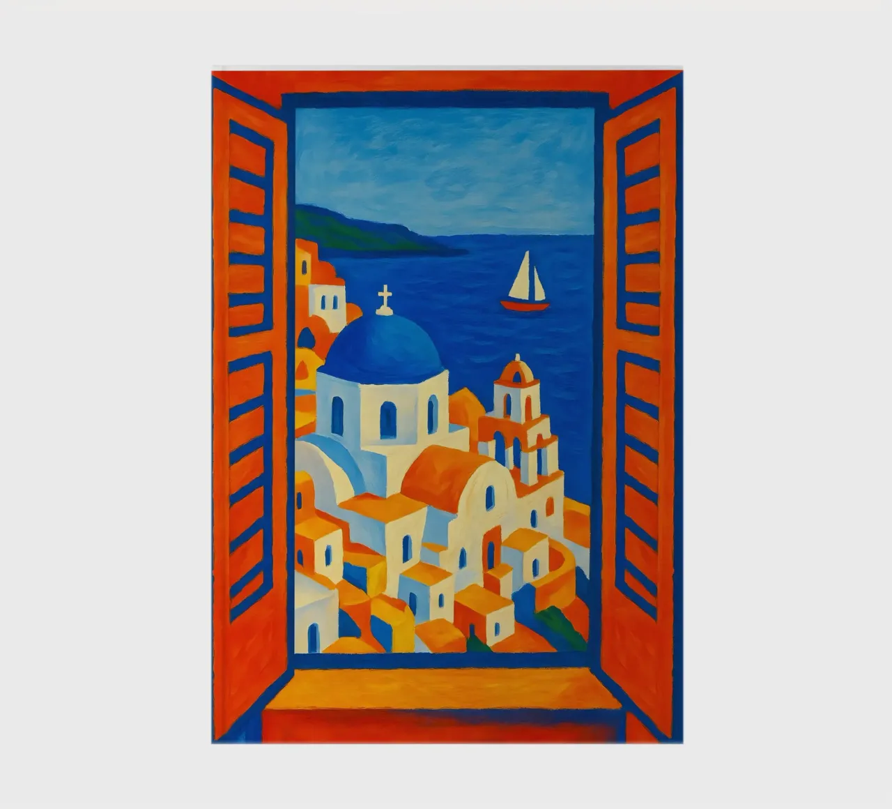 SANTORINI GREECE OPEN WINDOW VIEW - MATISSE STYLE notebook by ARTOMATIC