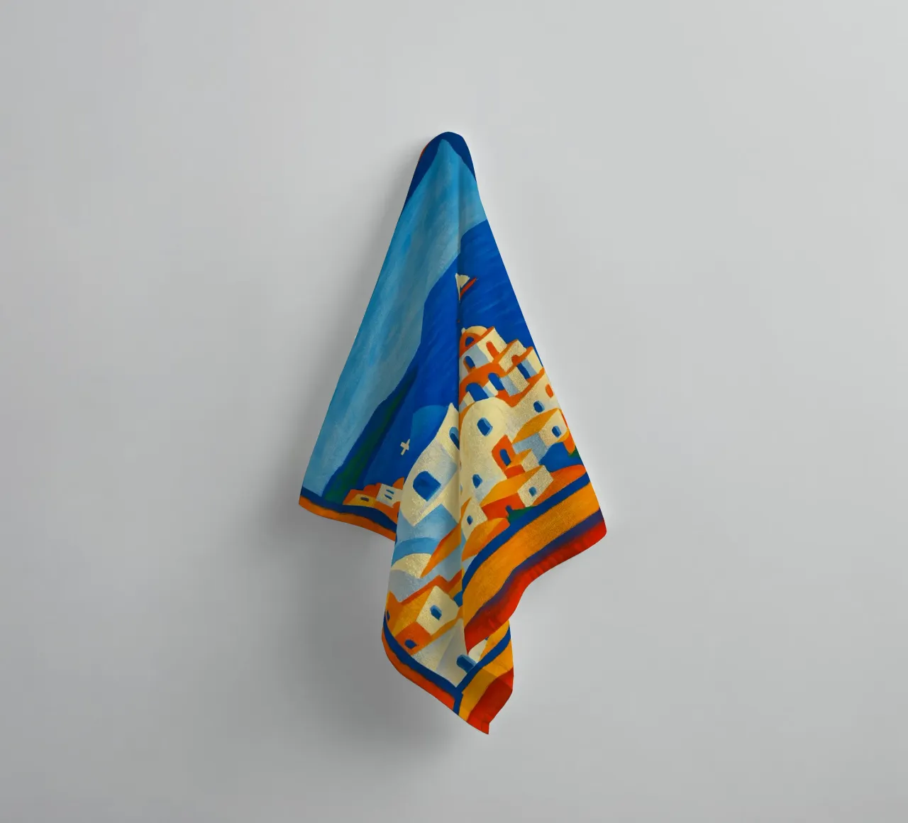 SANTORINI GREECE OPEN WINDOW VIEW - MATISSE STYLE towel by ARTOMATIC