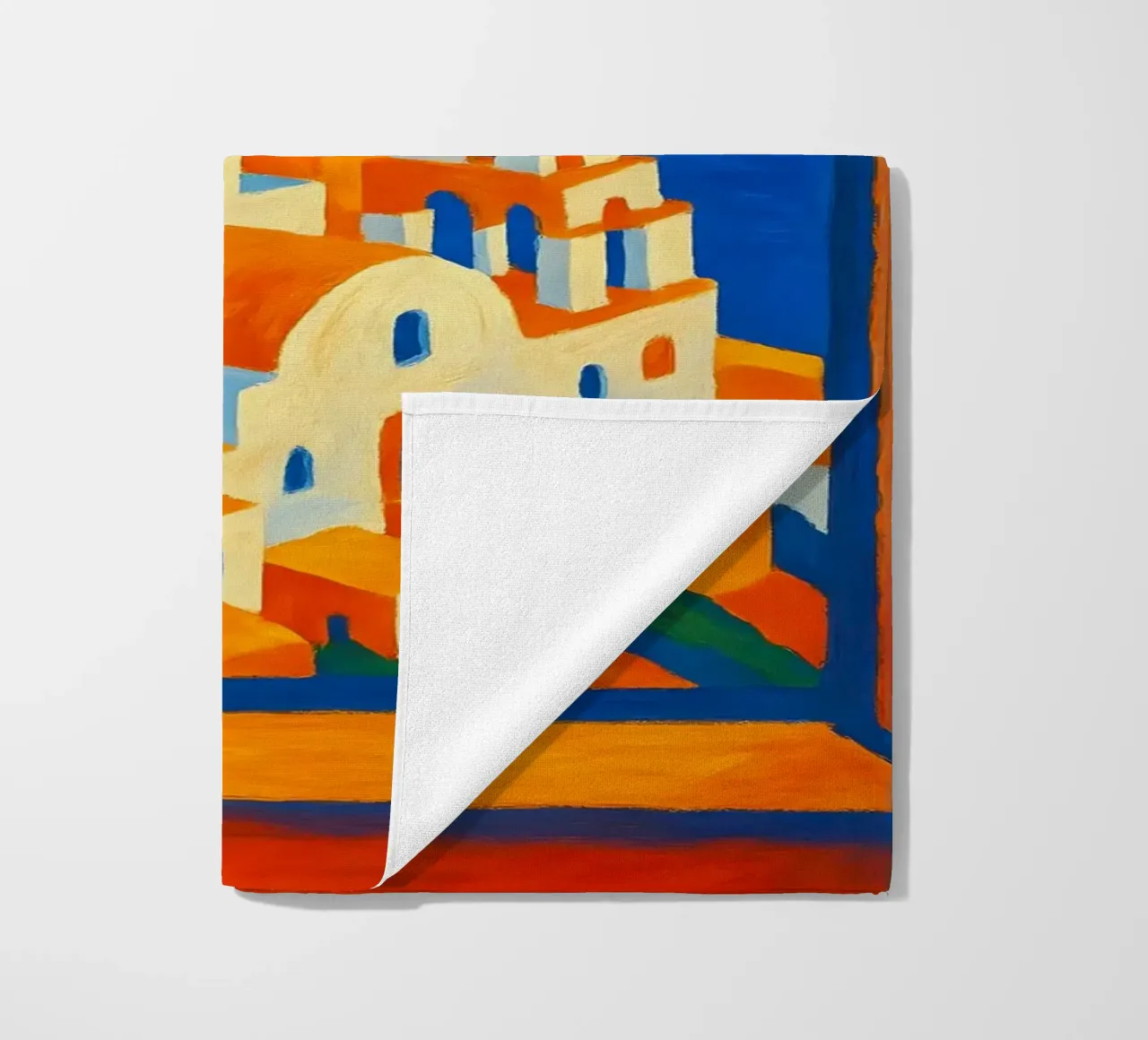 SANTORINI GREECE OPEN WINDOW VIEW - MATISSE STYLE beach towel by ARTOMATIC