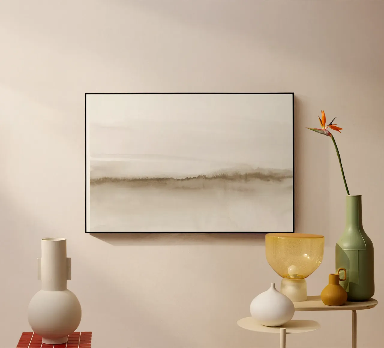 Watercolor landscape - Neutral beige acrylic glass by NouveauPrints