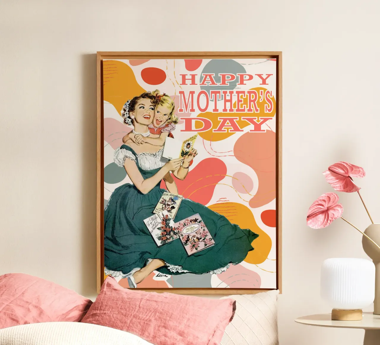 Un amour éternel – Bonne fête des mères 💐 tela con Cornice a cassetta da luciette plastique