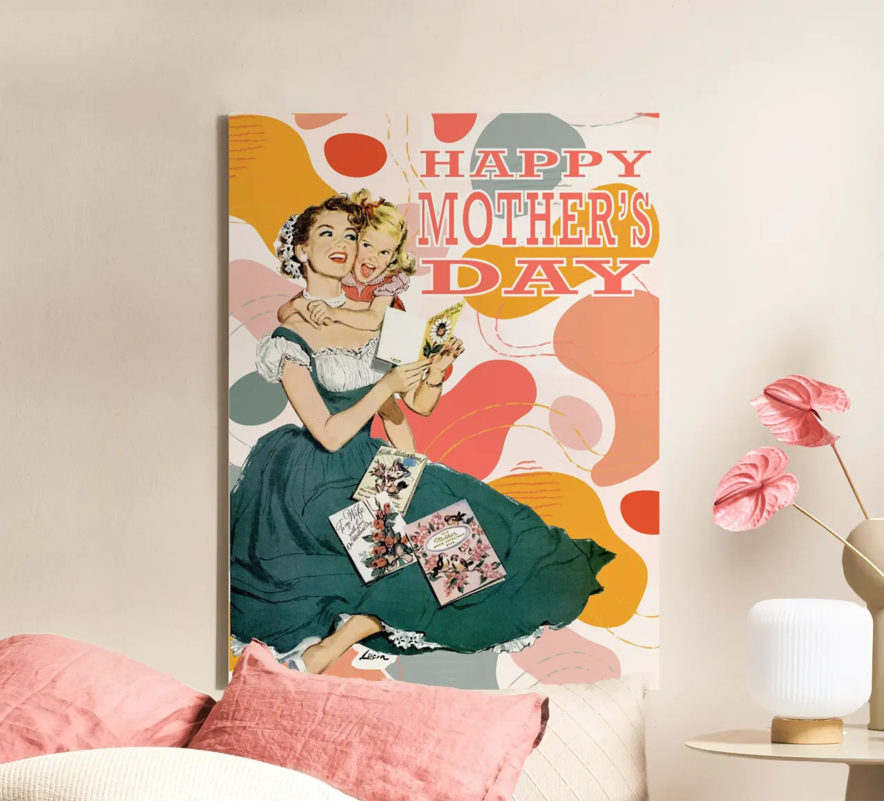 Un amour éternel – Bonne fête des mères 💐 tela con Cornice a cassetta da luciette plastique