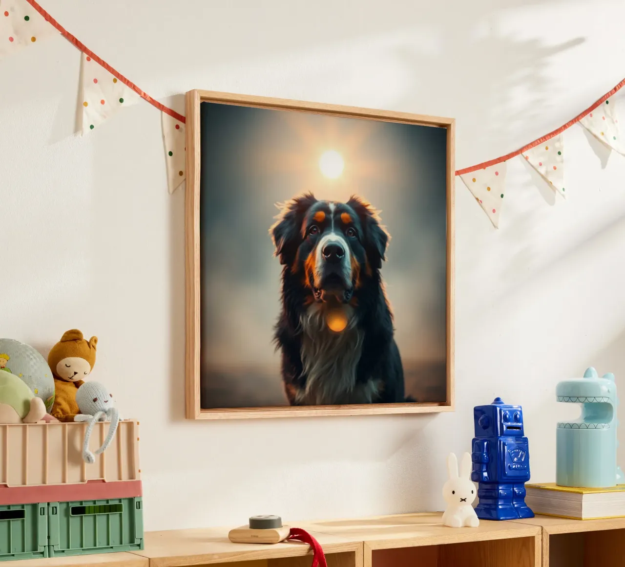 Beautiful Bernese Mountain Dog #164 canvas with Floater frame by Yumis.Beargang.and.Me