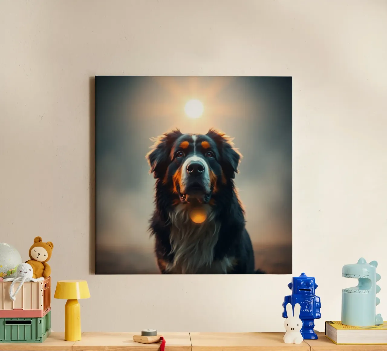 Beautiful Bernese Mountain Dog #164 canvas with Floater frame by Yumis.Beargang.and.Me