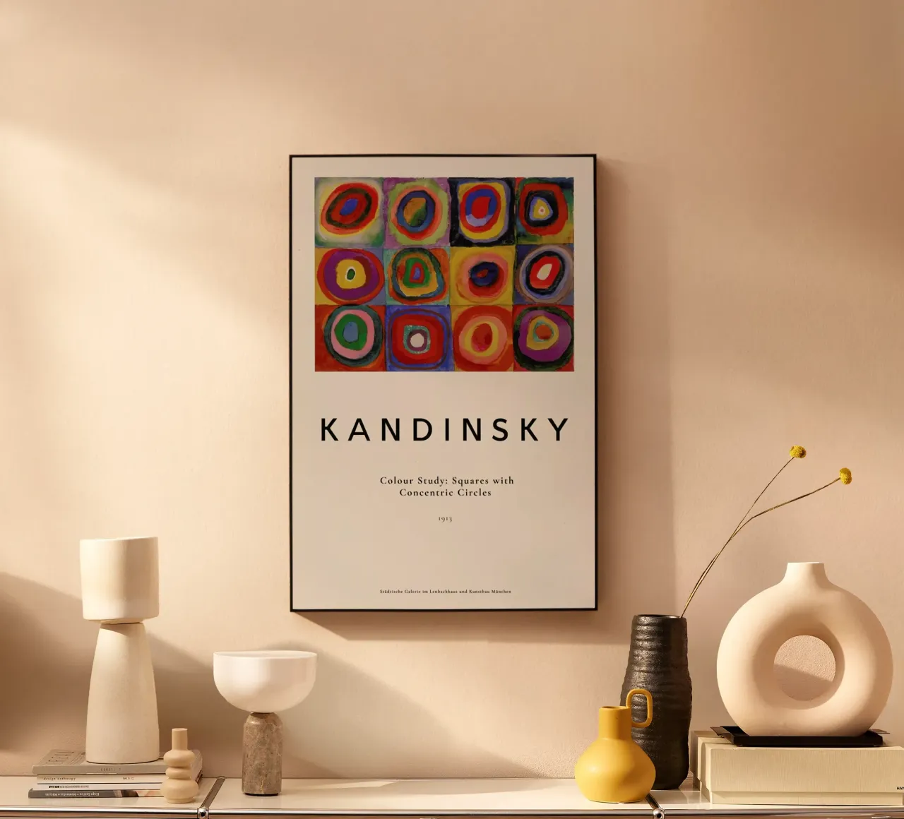 Kandinsky - Colour Study: Squares with Concentric Circles pannello forex da ARTOTHEK