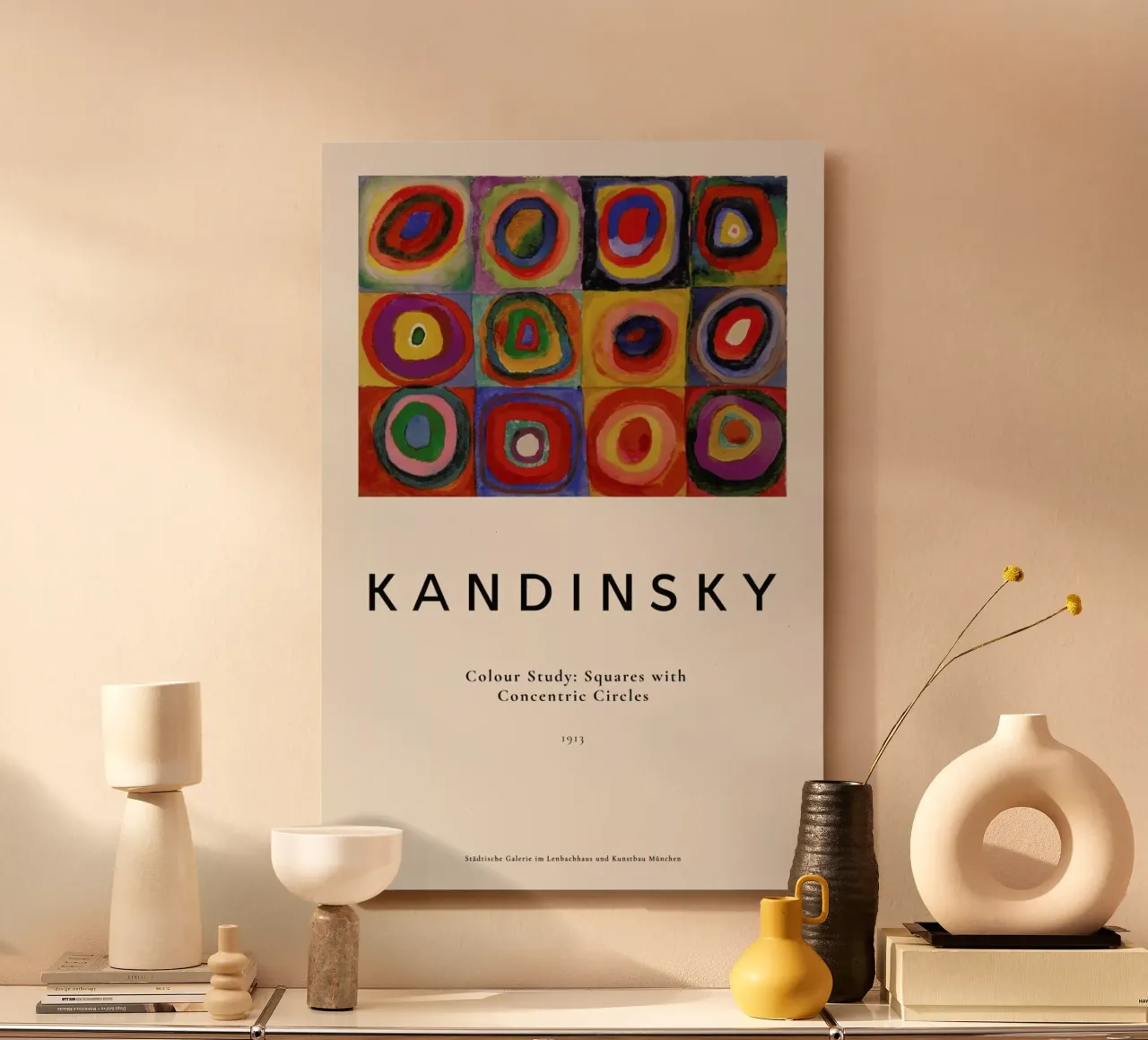 Kandinsky - Colour Study: Squares with Concentric Circles pannello forex da ARTOTHEK