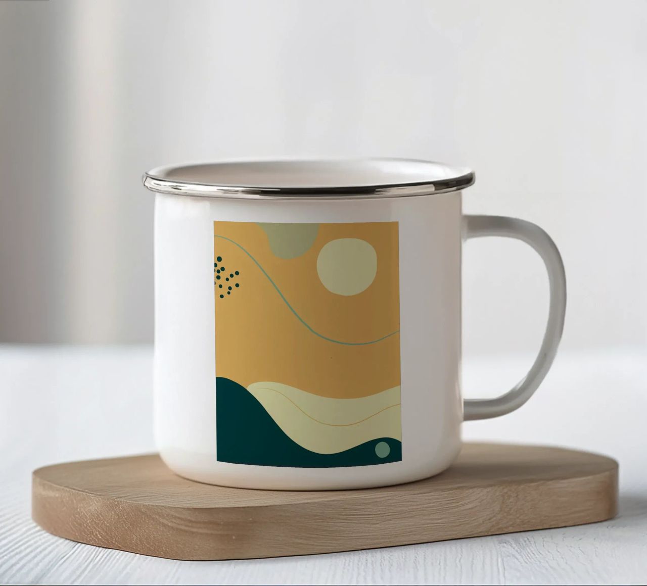 sole onde cerchi punti linee curve tazza in smalto da Janine P McGuire