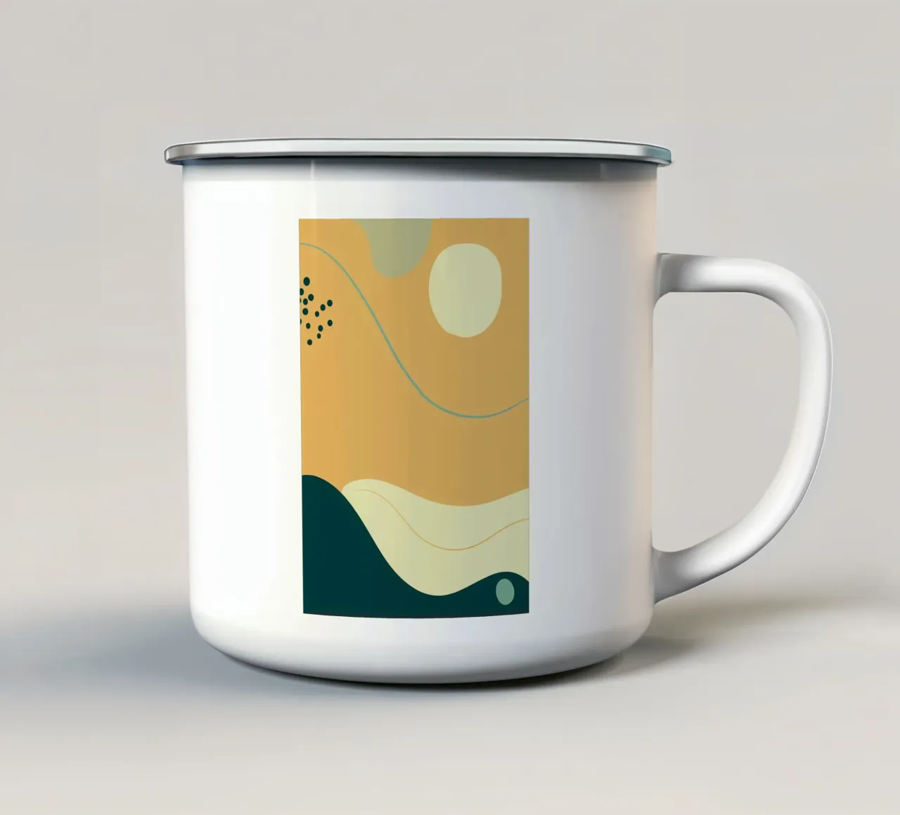 sun waves circles dots curved-lines enamel mug by Janine P McGuire
