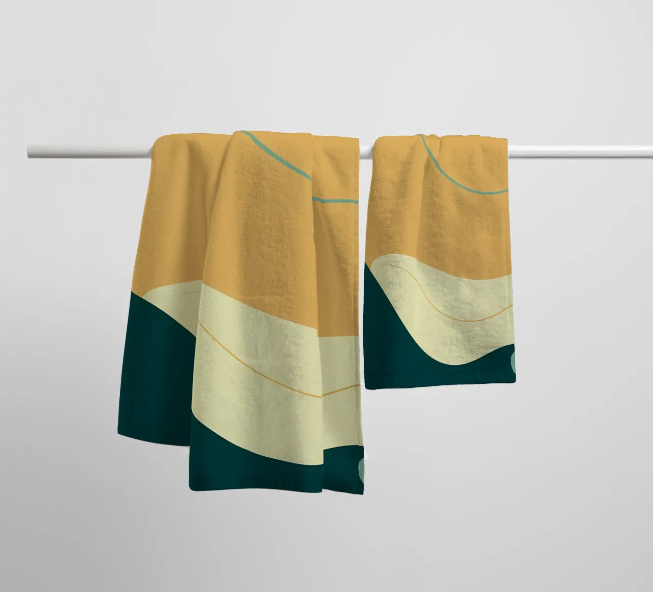 sun waves circles dots curved-lines towel by Janine P McGuire
