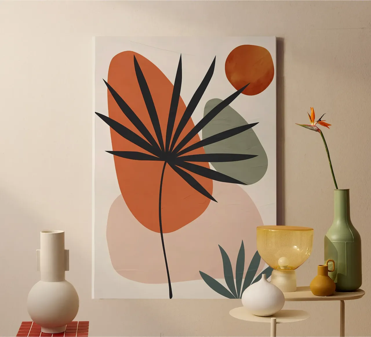 forme astratte foglie di palma forme geometriche tela da Janine P McGuire