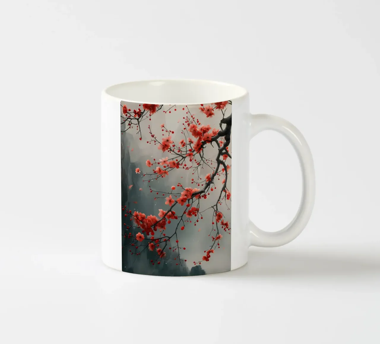 fiori di ciliegio albero ramo nebbia tazza in ceramica da Janine P McGuire