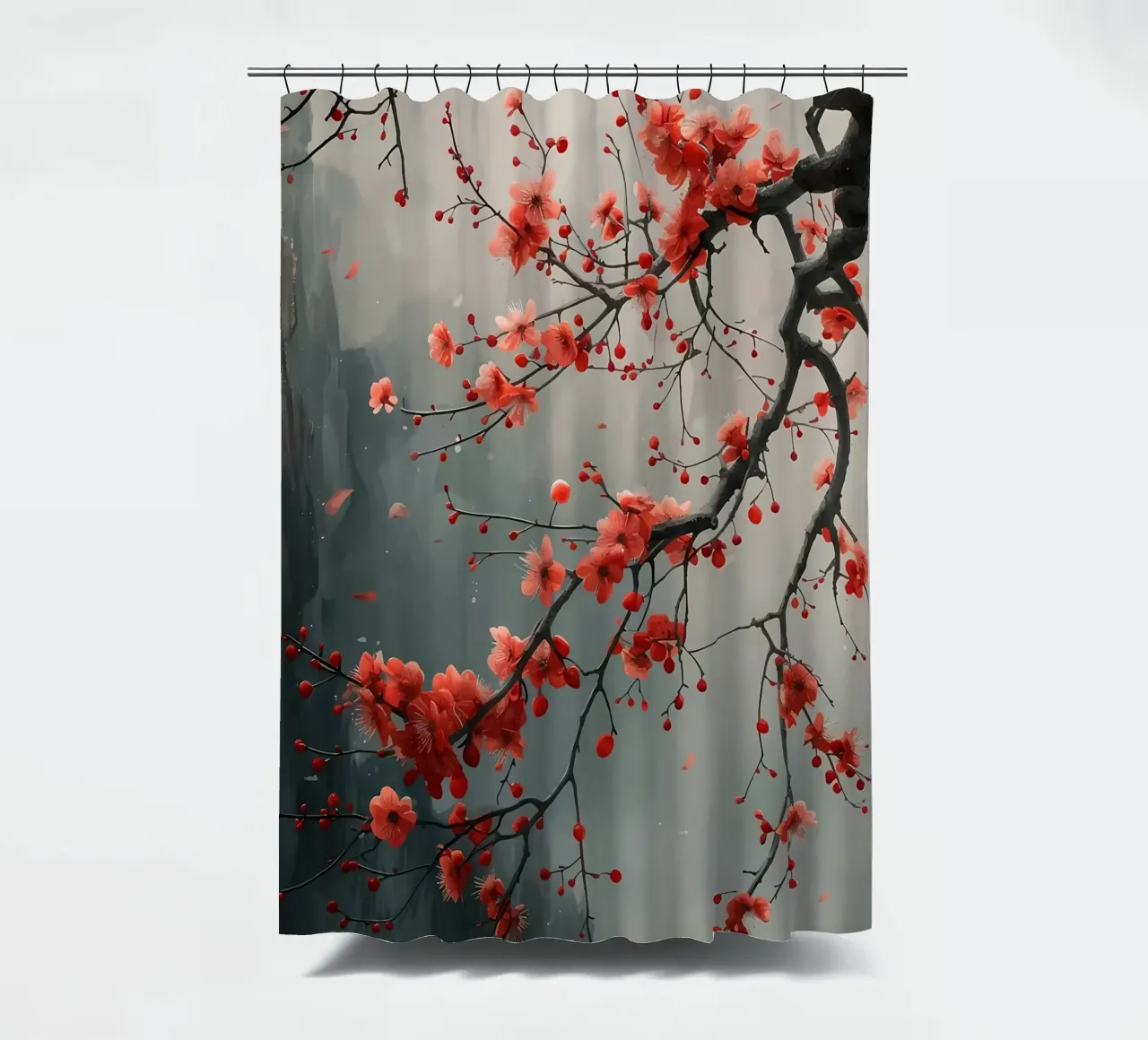 fiori di ciliegio albero ramo nebbia tenda da doccia da Janine P McGuire